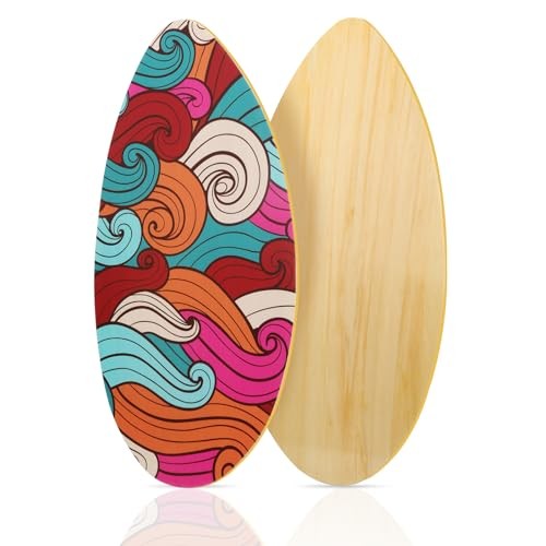 Skimboard 35 Inch Skim Boards for Beach Adults ＆ Kids, High Gloss Coat cloud
