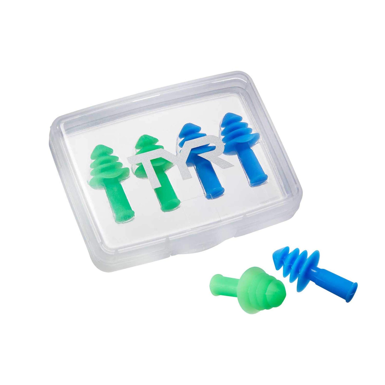 TYR Ergo Flex Ear Plugs4pk Swimming Equipment, Blue/Green, All