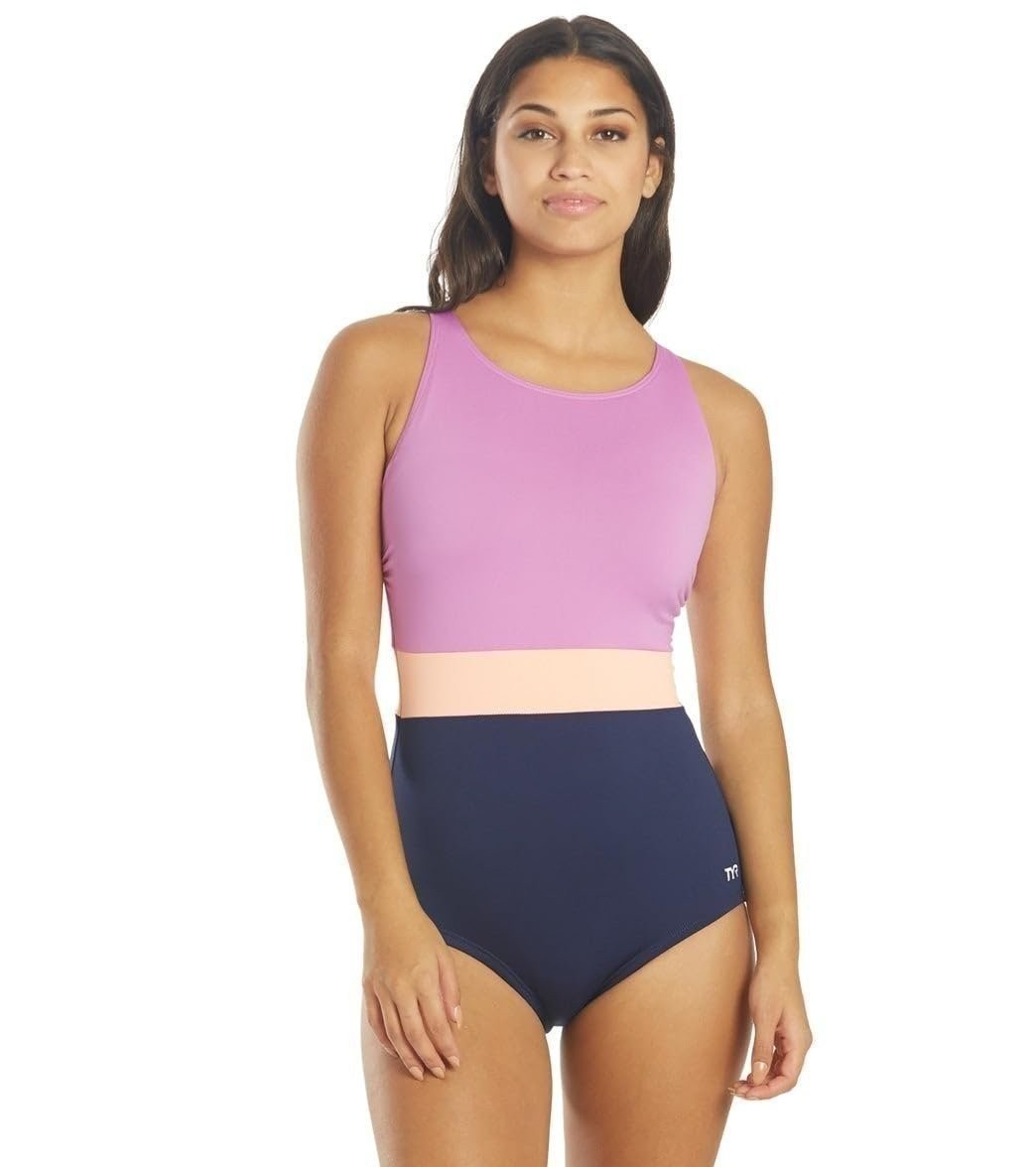 TYR 1 Piece Swimsuit Sol Spl Belt Contrft Purple/Multi 18