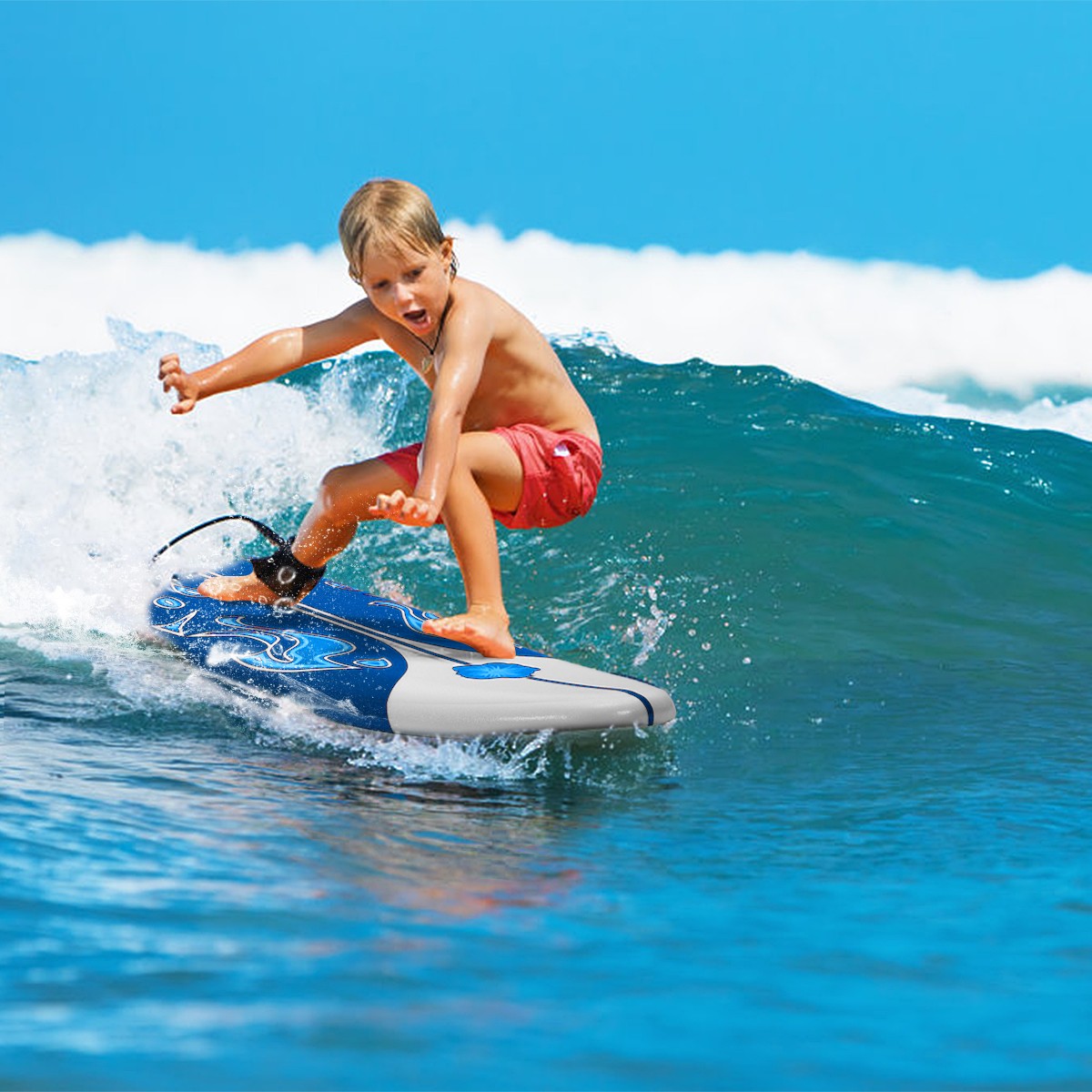 6ft Surfboard Stand Up Surfing Paddle Board SUP Ocean Beach Kid Adult White