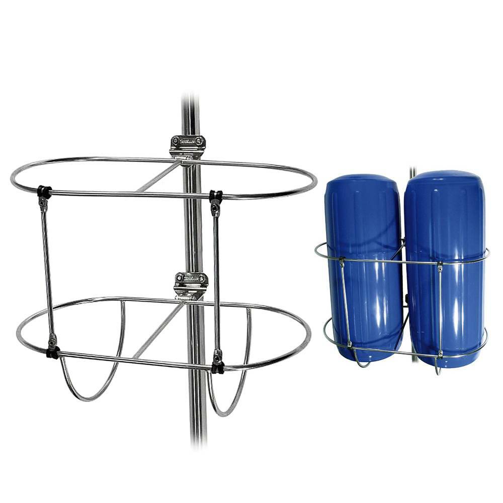 Folding Double Fender Holder Boat Rack Stainless Steel For 11inch Boat Fender US