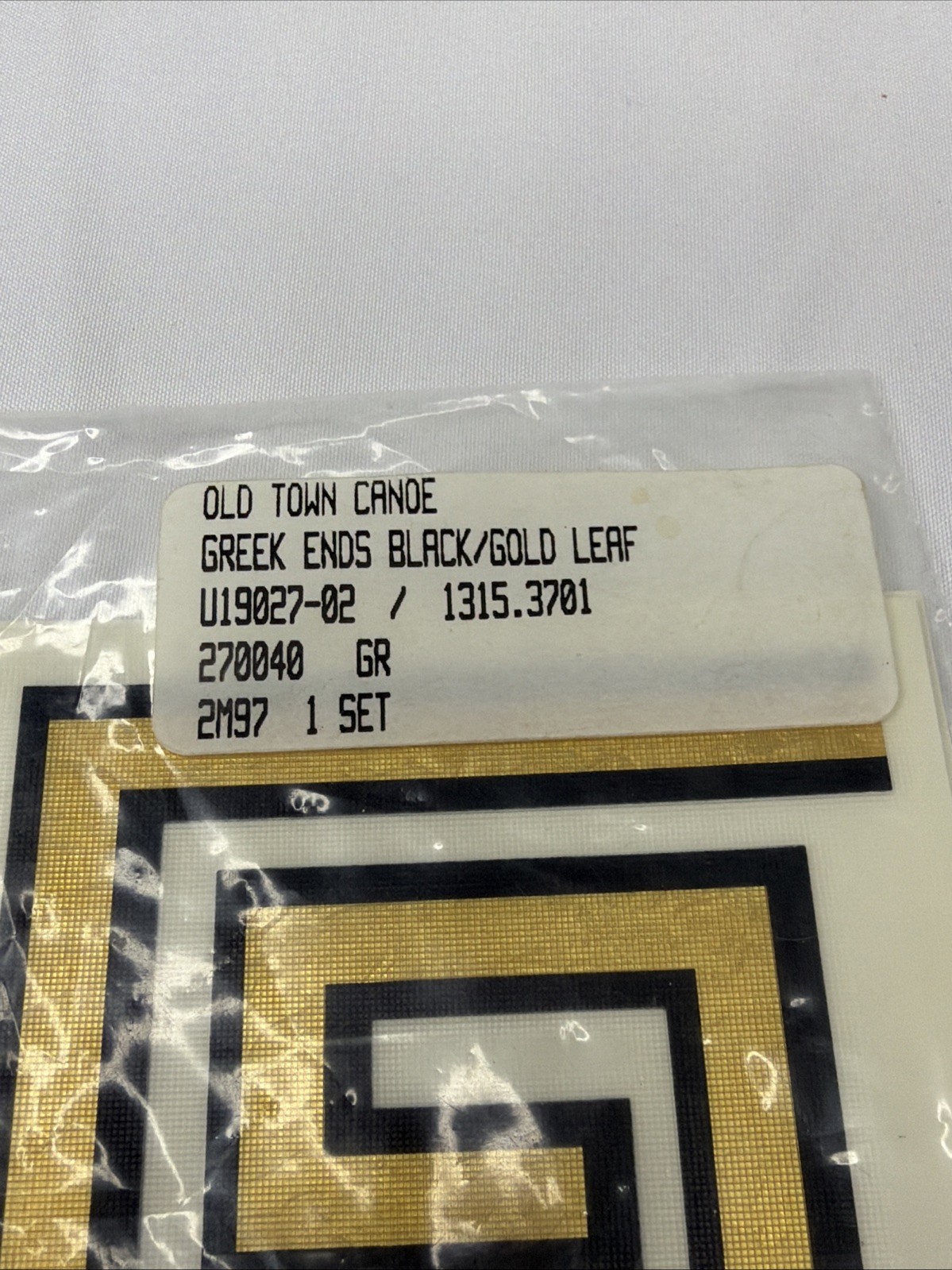 Old Town Canoe Greek Ends Black/gold Leaf Set Of 4 Decals