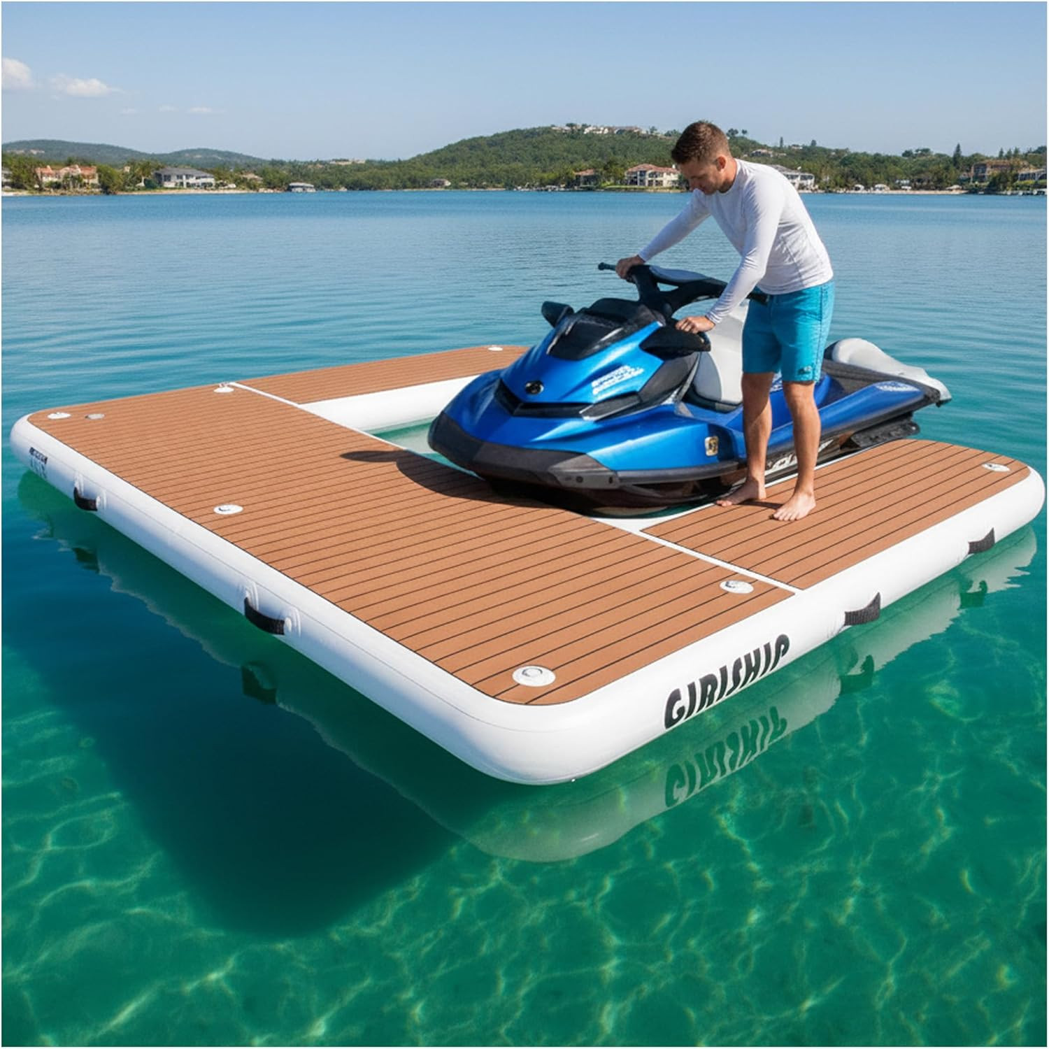 Inflatable Jet Ski Dock, Heavy Duty Floating PWC Docking Station with Non-Slip