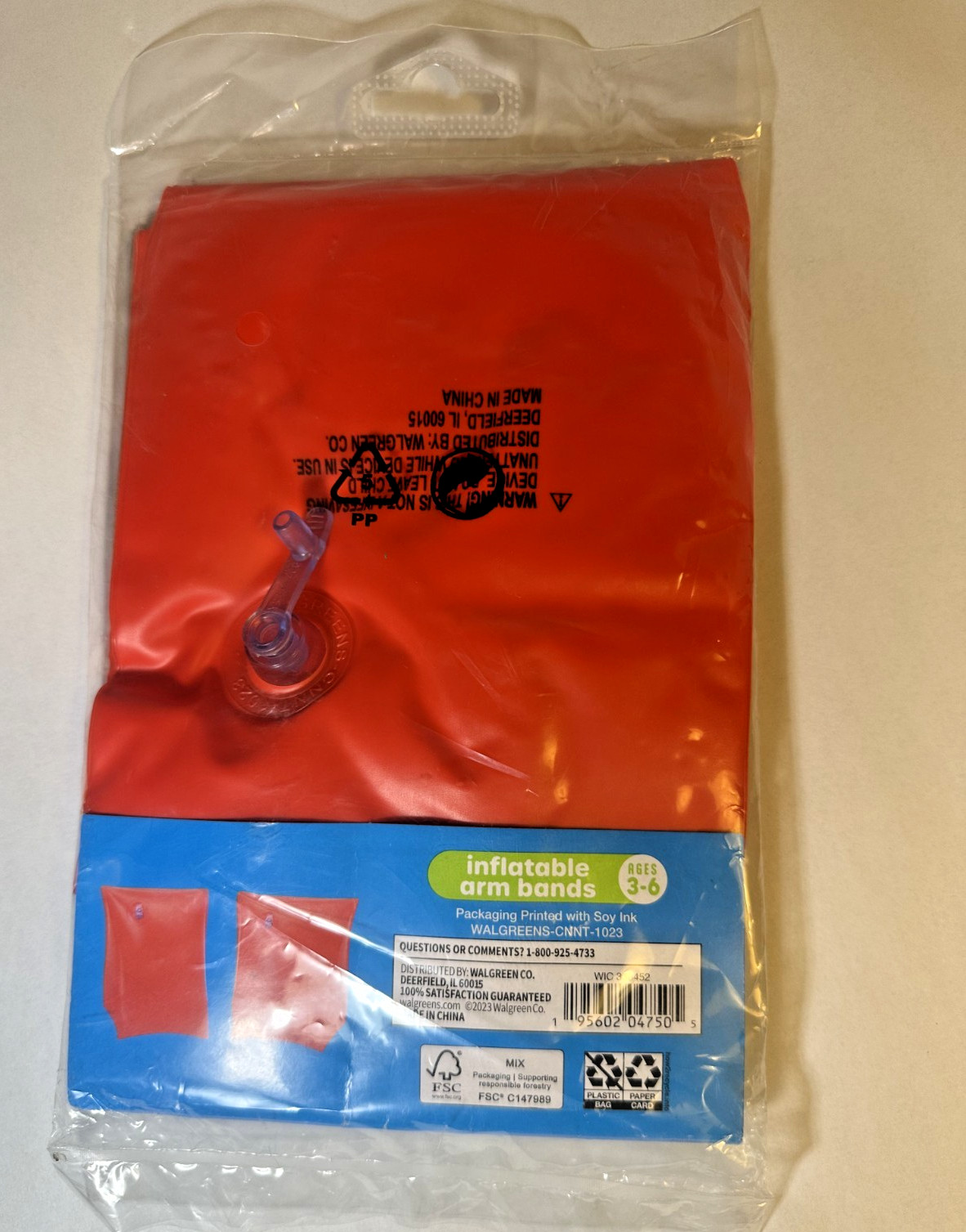 Bring On The Sun Inflatable Arm Bands Swim Floaties Red Kids Ages 3-6 40-66 lbs