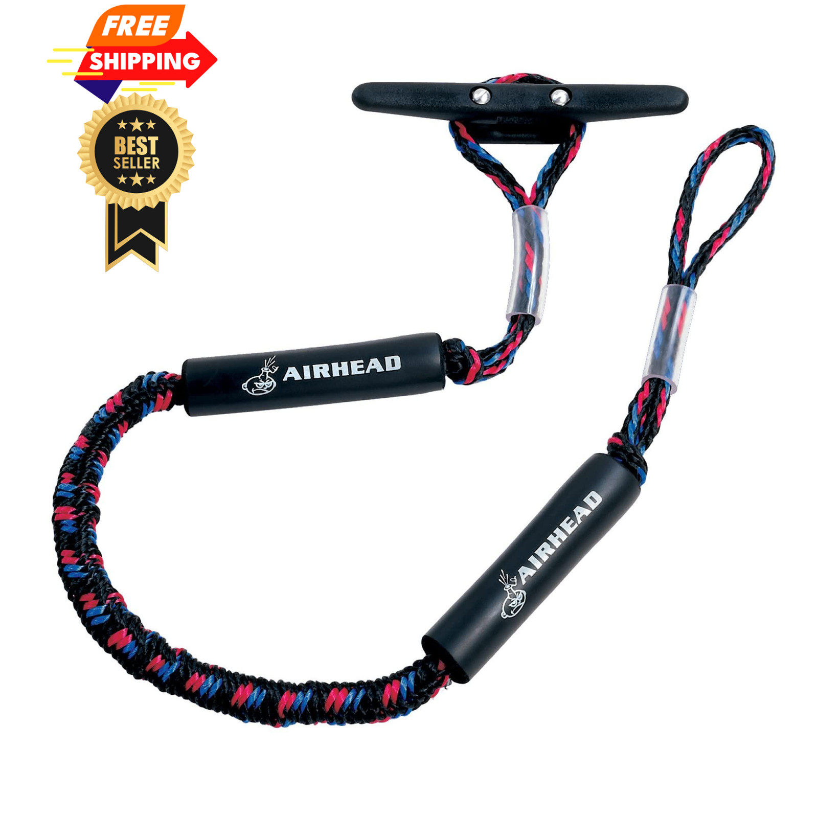 AIRHEAD AHDL-4 Bungee, Dockline For Watercraft 4 Feet 4 feet, Black/Blue/Red