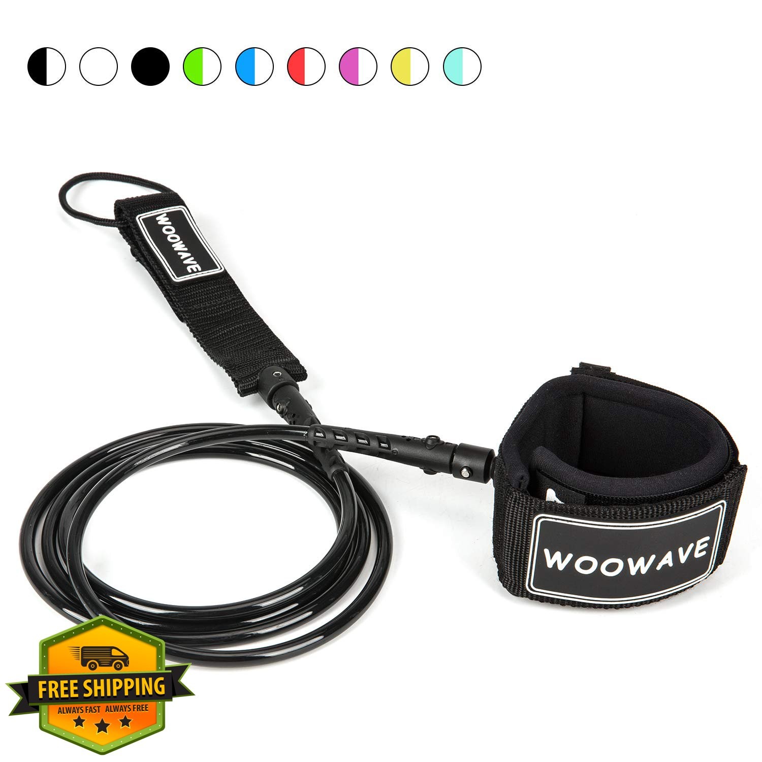 WOOWAVE surfboard leash 7ft 7mm black