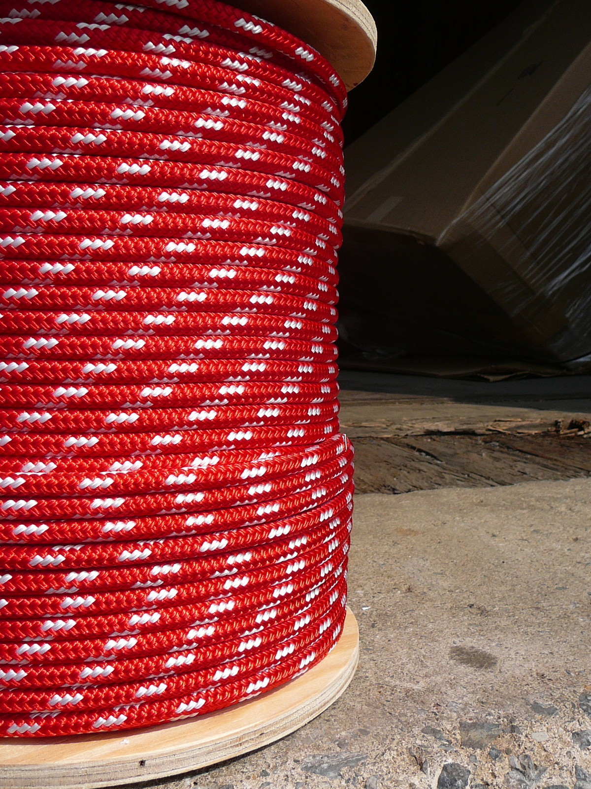 Sailboat Rigging Rope 5/16″ x 50′ Red/White Double Braided Sheet Halyard Line