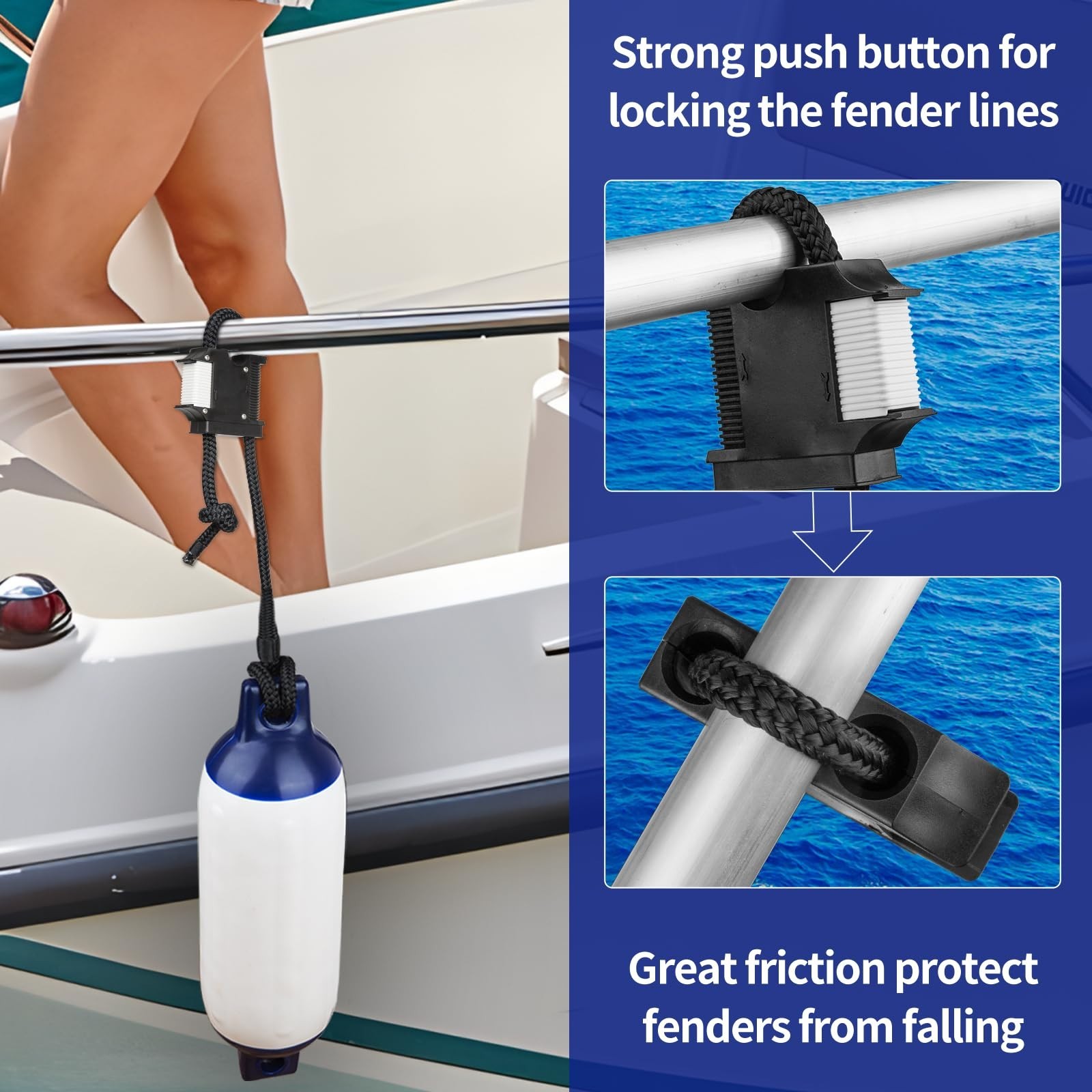 Boat Fender Hanger Clips – Quick Connect & Release, Adjustable Bumper Lines