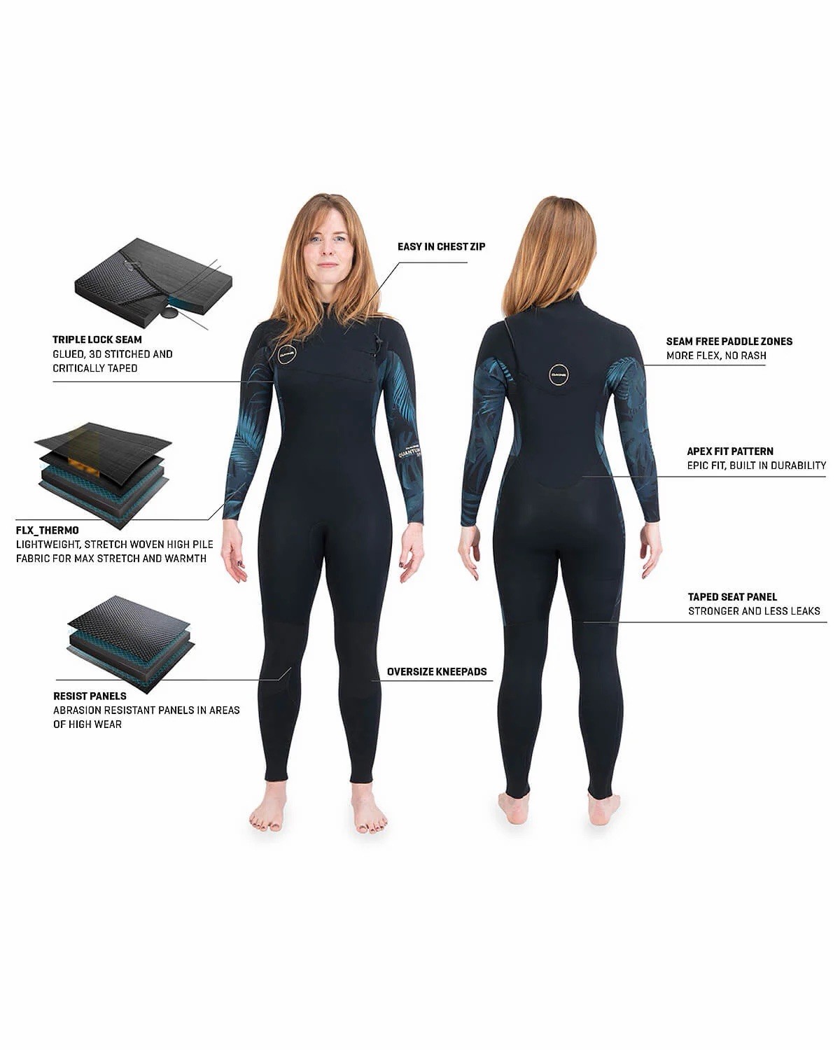 Dakine Women’s Quantum Chest Zip Full Wetsuit 5/4/3mm US Size 2 NWT $250