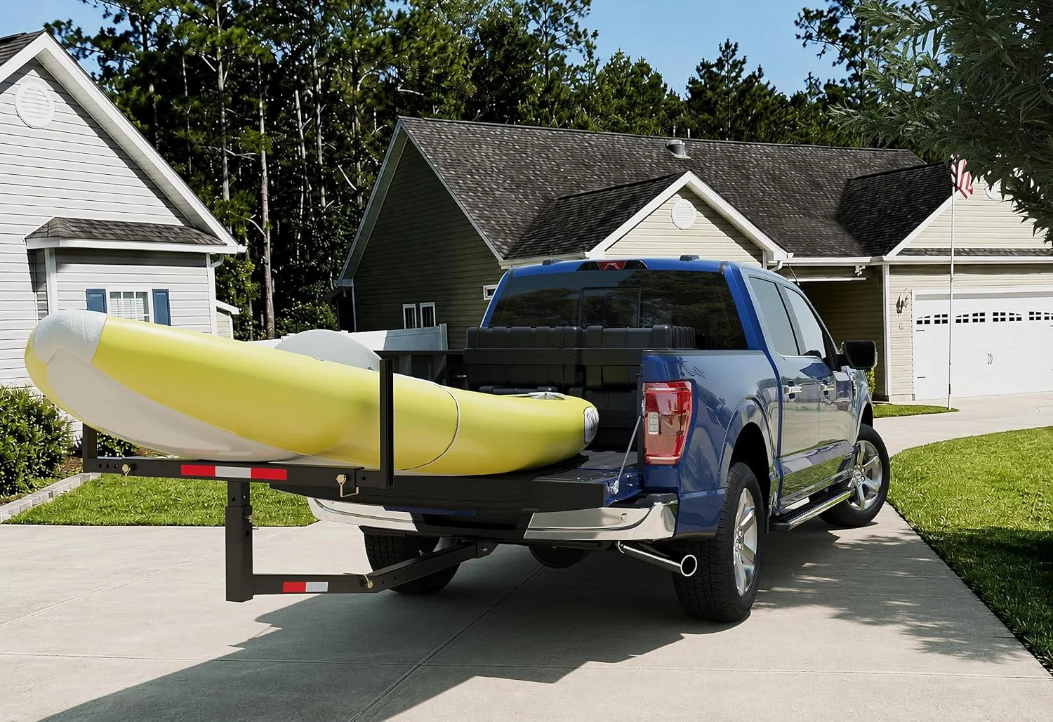 ECOTRIC 750lbs Capacity Black Truck Bed Extender Pickup Truck Bed Hitch Mount Ex