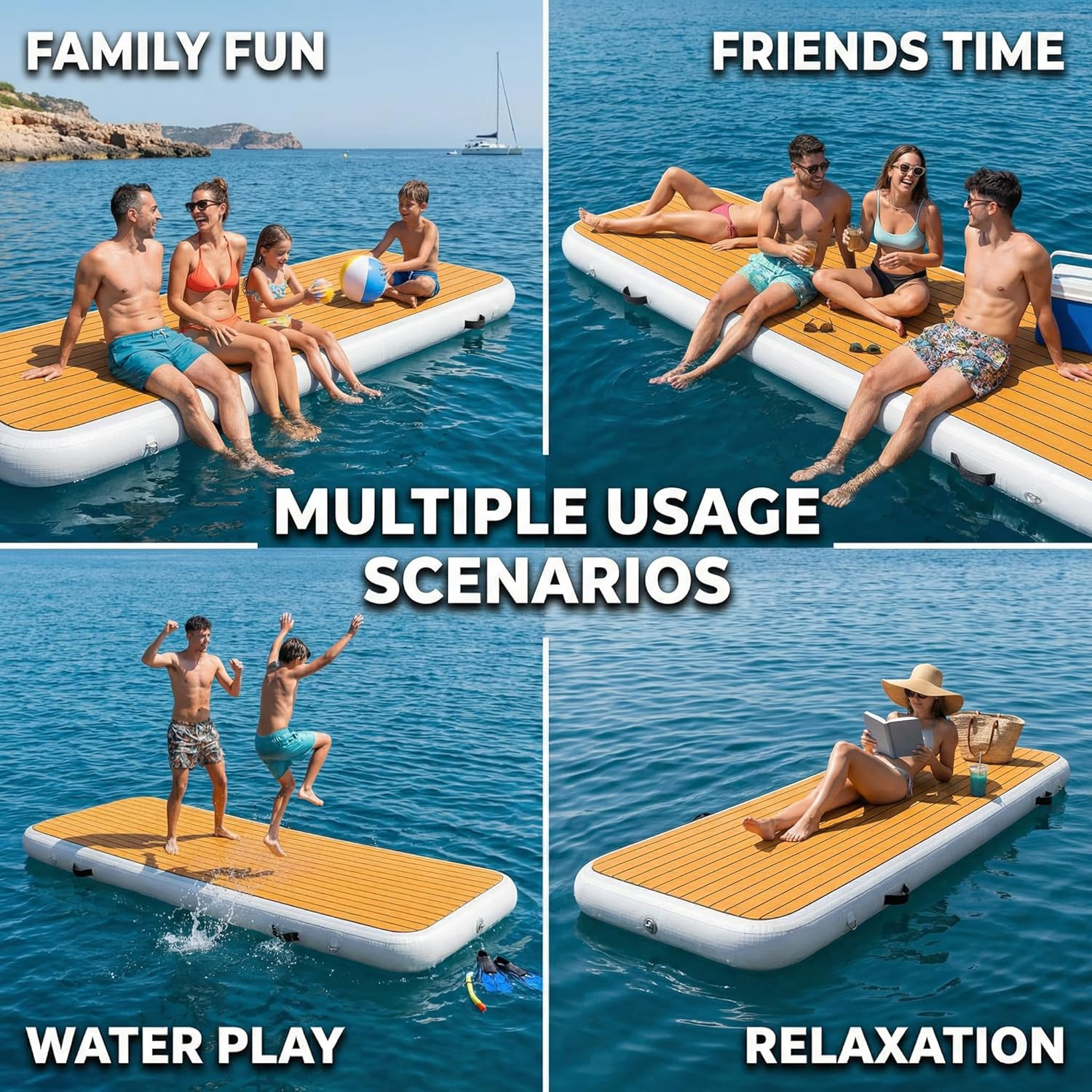 Inflatable Dock Platform 9’10” x 3’3″ – Non-Slip EVA for Boats & Water Fun