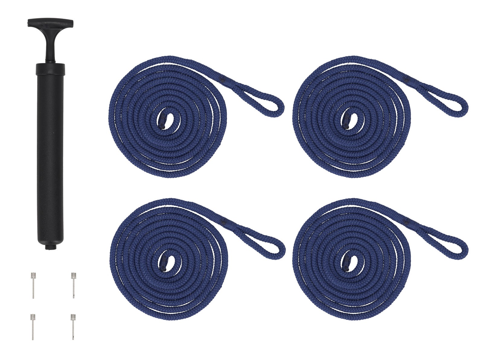 Rockville FEN445-NAVY BLUE Boat Fender Package 4 Bumpers 4.5″x16″, 4 Lines+Pump