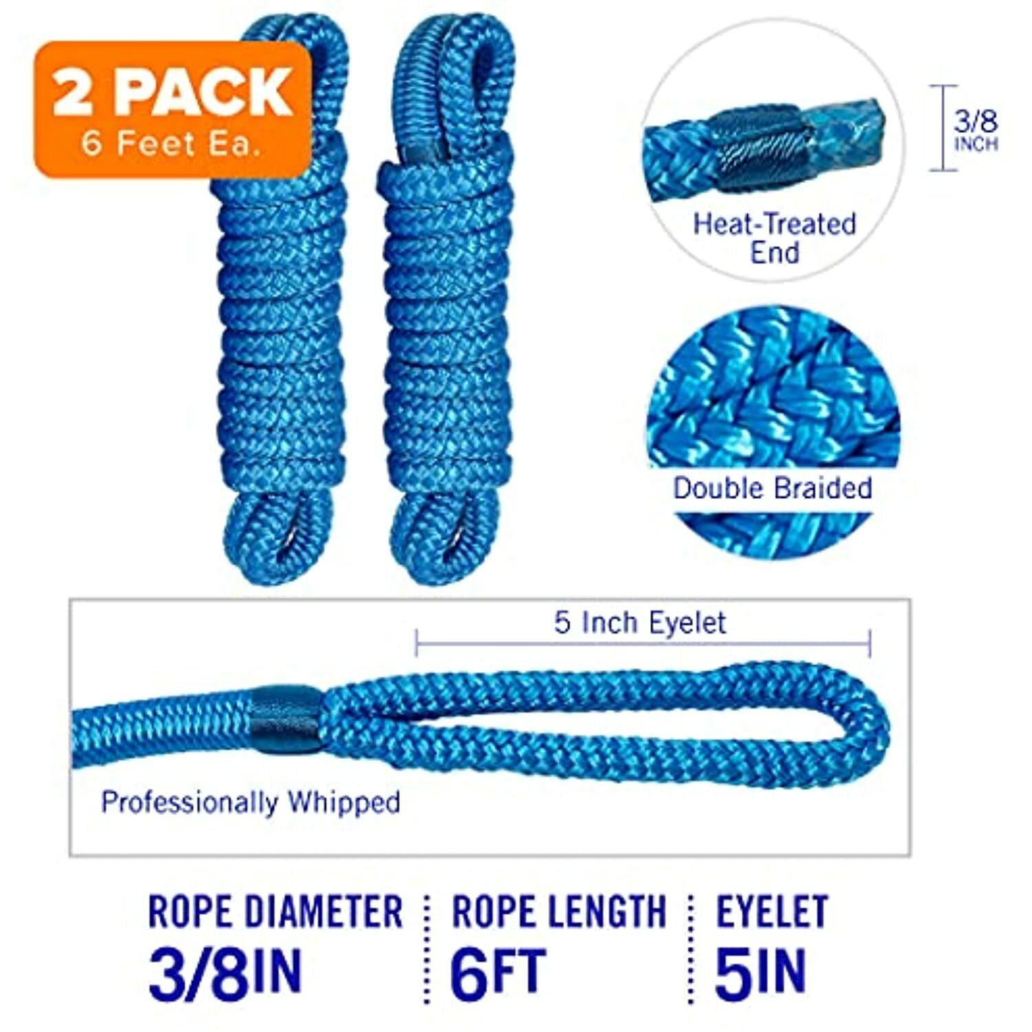 Boat Fender Lines for Boat Bumper Fender Hangers Marine Rope Nylon 6 Feet