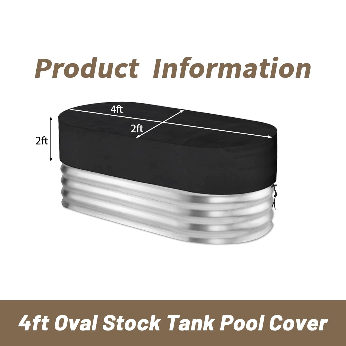 4 Ft Oval Stock Tank Pool Cover 420D Oxford Cloth Cold Plunge Cover Waterproo…