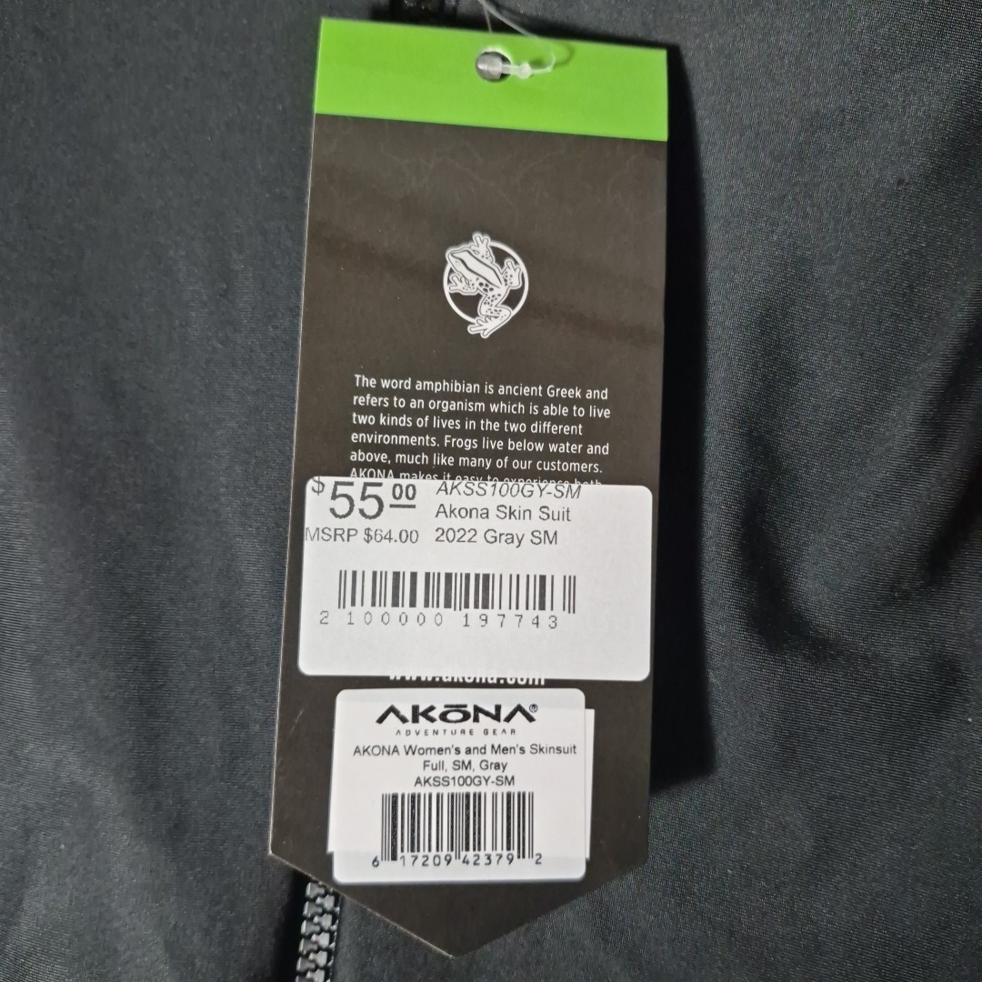 Akona Skin Suit Black Gray Unisex Small 5’5″ Height