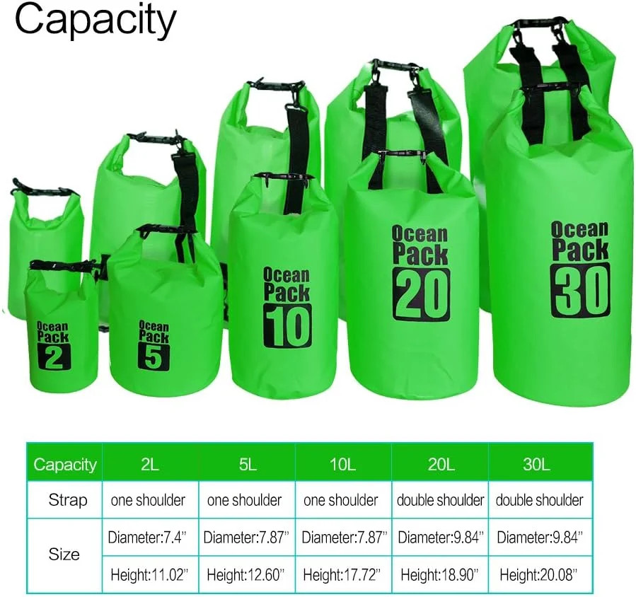 Dry Sack/Floating Waterproof Bag 2L/5L/10L/20L/30L for Boating, Kayaking, Hiking