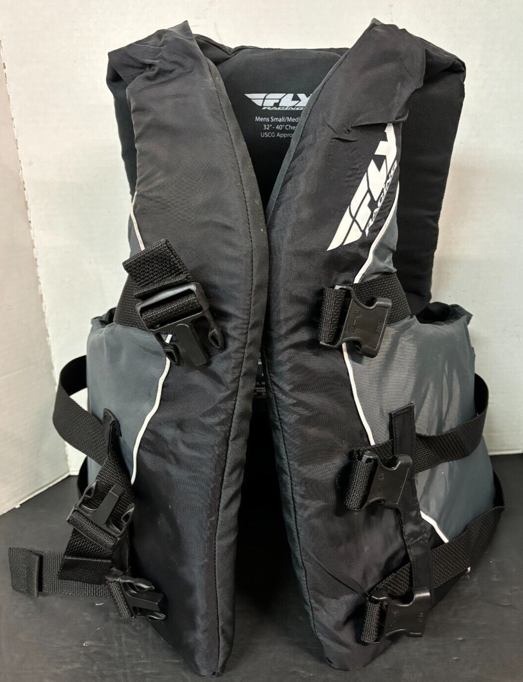 NEW FLY RACING NYLON LIFEJACKET Black/Gray Sz Small/Med 32-40″
