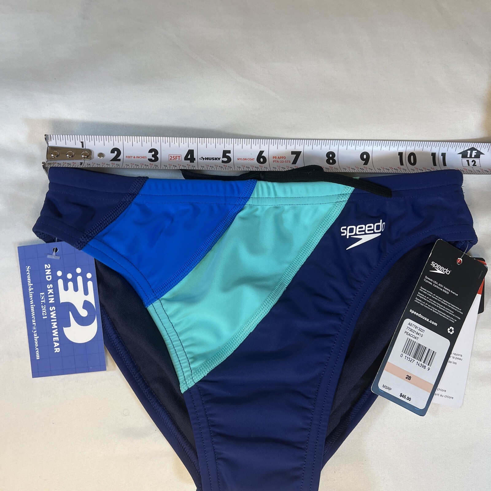 Men’s Speedo Bikini Swim Brief, Eco, Peacoat, Size 28