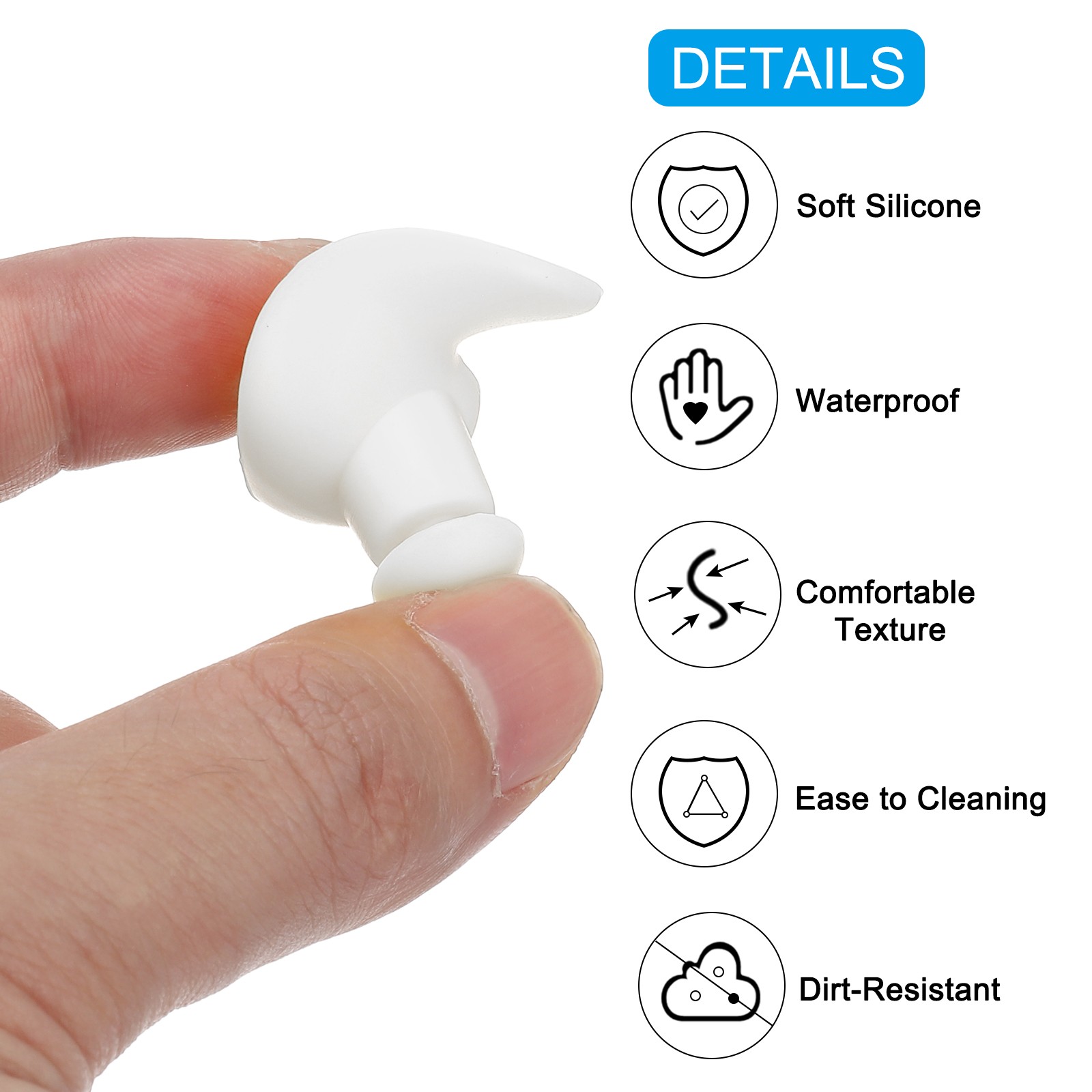 Ear Plugs for Swimming,4 Pairs Waterproof Earplugs Black, Blue, Pink, White