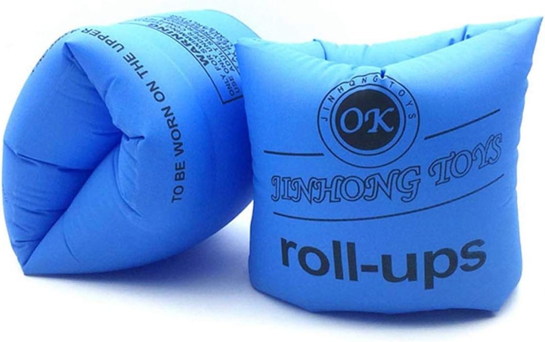 Floaties Inflatable Swim Arm Bands, Blue Tube Floats for Kids & Adults