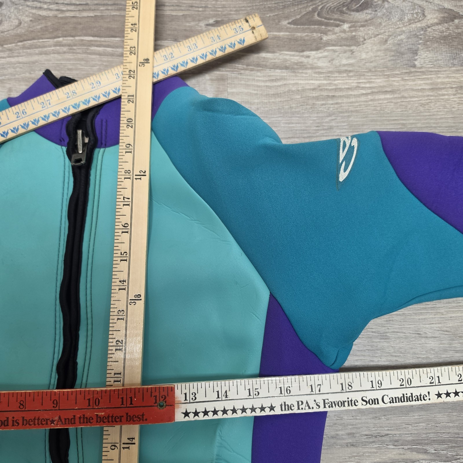 Vintage Slippery USA 2 Piece Wetsuit Set Jacket Farmer John Teal Purple Youth XL