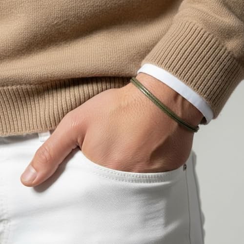 Adjustable Wax Nylon Cord Bracelet for Men Women Adult – One Size Army Green