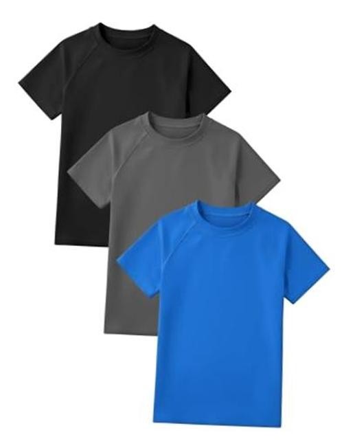 3 Pack Toddler and Boys UPF 50+ Rash Guard Short 2T Black, Gray, Royal Blue