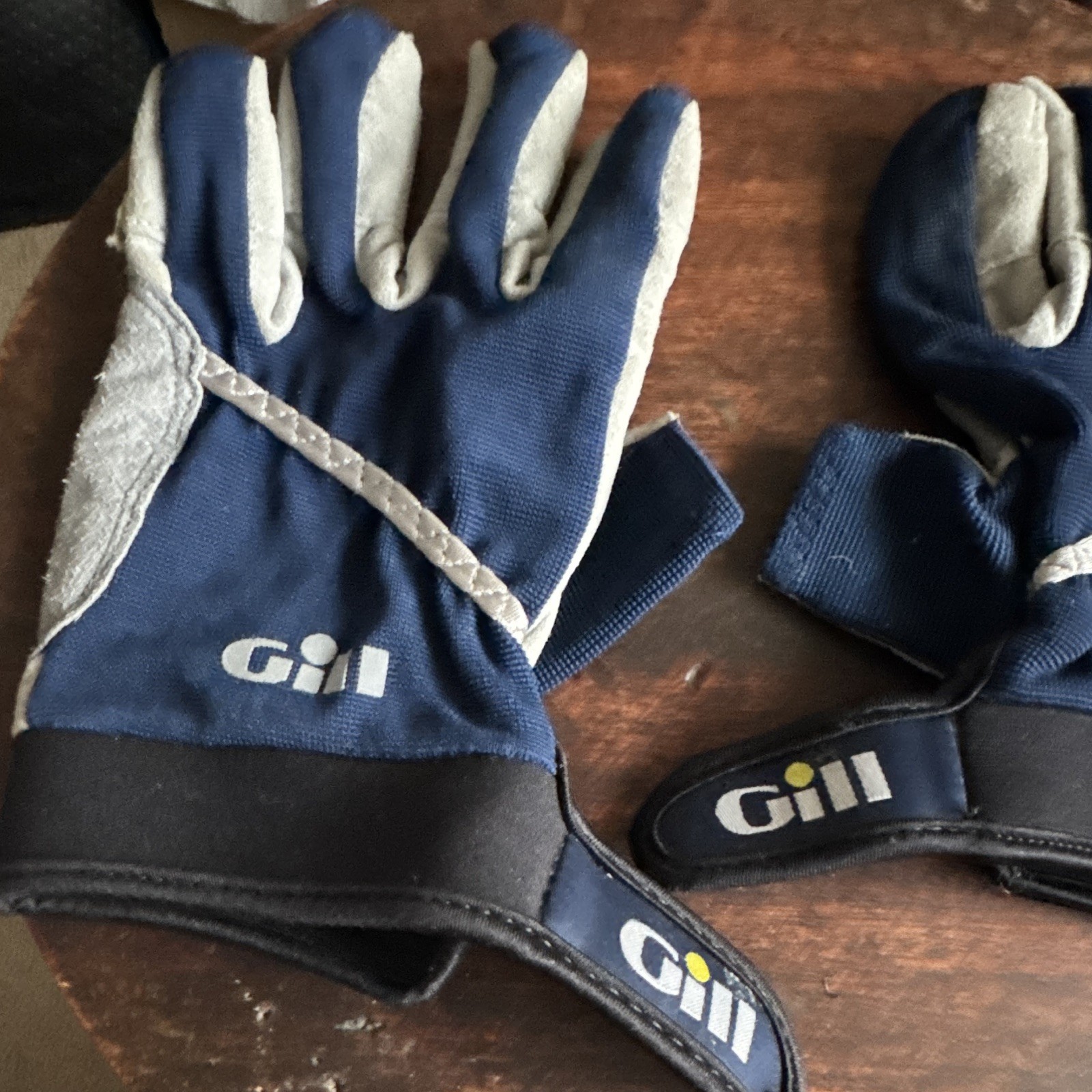Gill Blue/Gray Fingerless Sailing Gloves Pair w/ Reinforced Palm