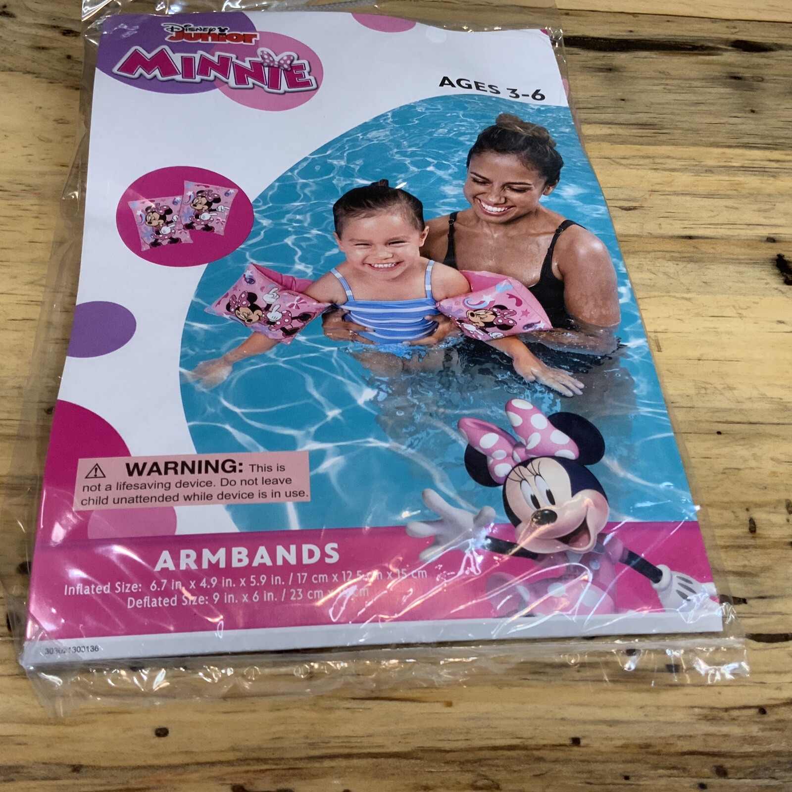 Disney Jr Minnie Mouse Inflatable Arm Bands Floaties Swim Pool Water Age 3-6 NEW