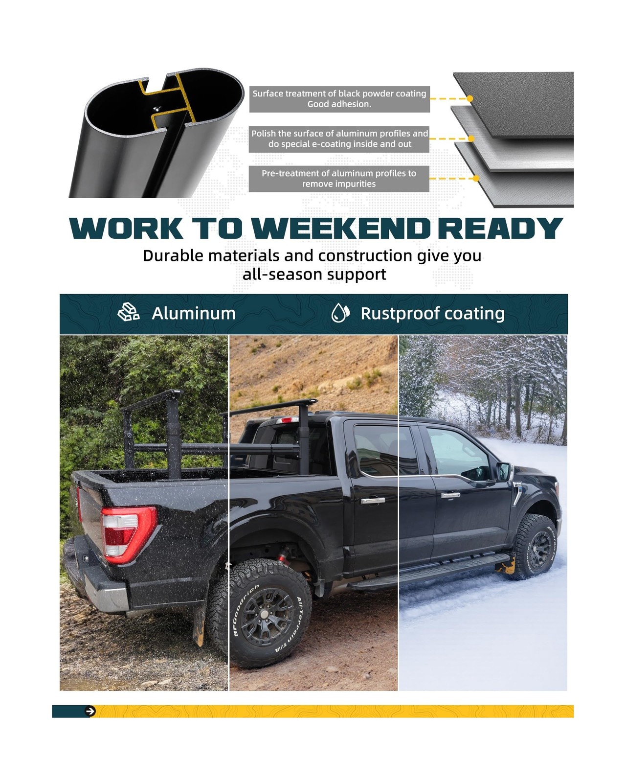 Ladder Rack for Truck with T-Slot Tonneau Covers, 800 LBS Capacity Truck Bed …