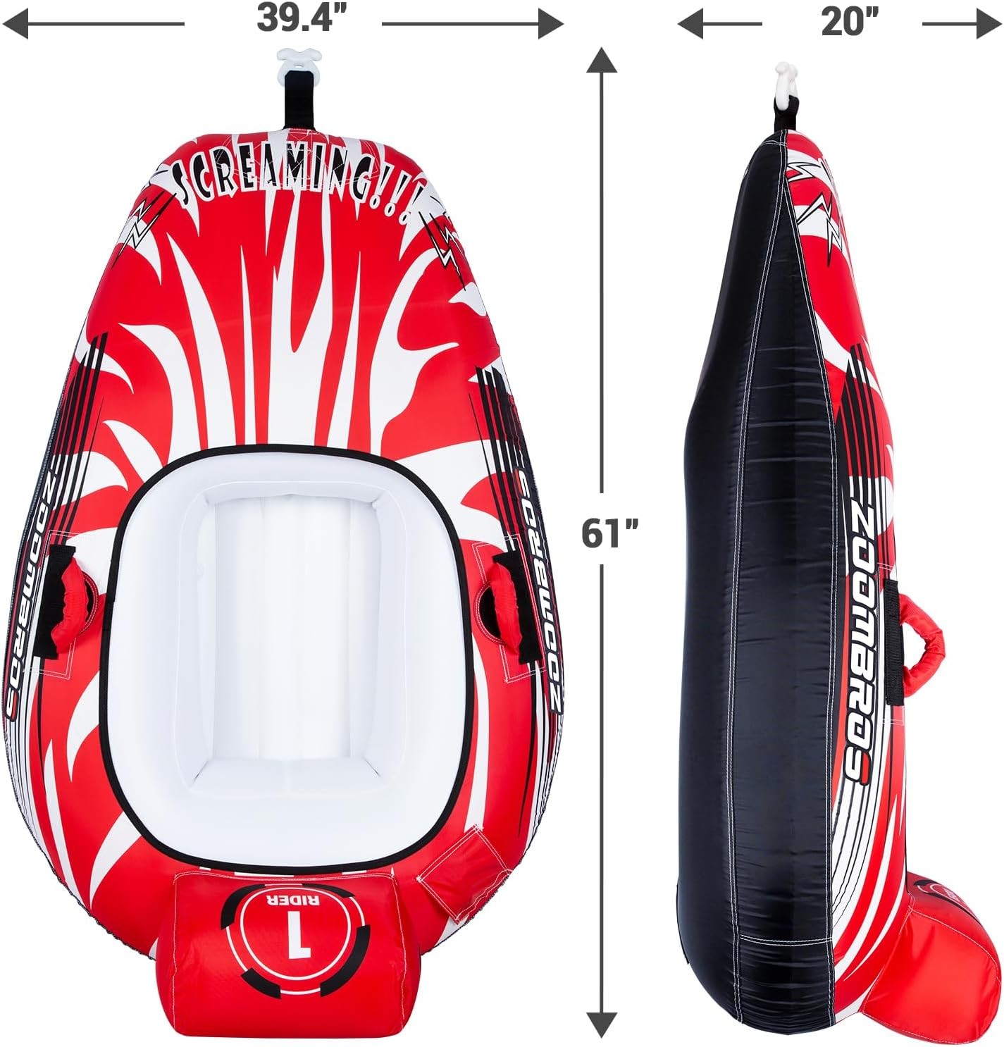 ZOOMBROS 2-Person Towable Tube, Secure Cockpit, Quick Connector for Boating
