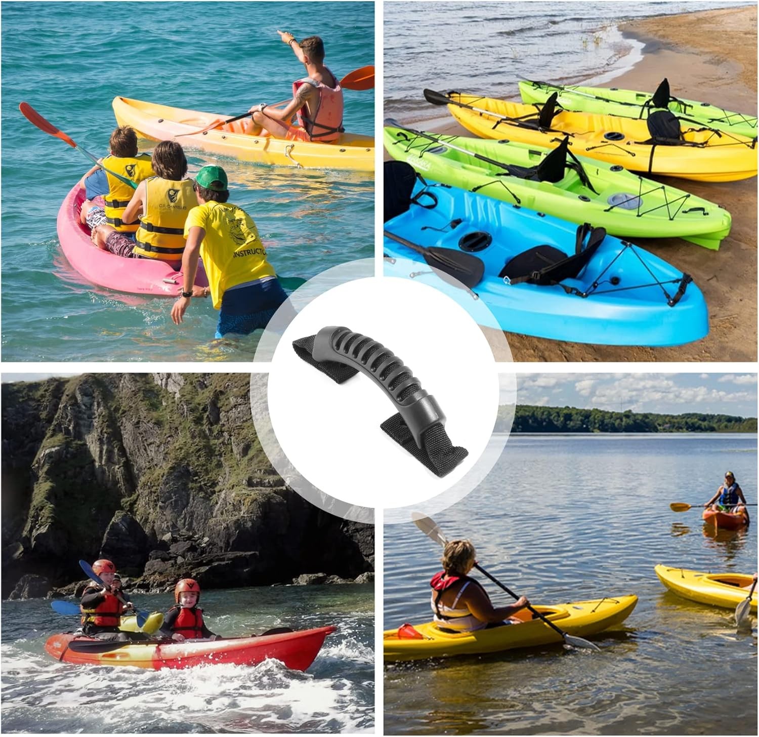 2PCS Kayak Carry Handles Replacement Canoe Boat Side Mount Rubber Grip