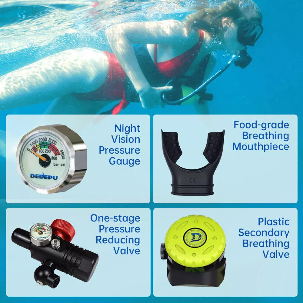 DEDEPU Scuba Diving Kit Full Face Snorkel Mask 1L Air Oxygen Tank Underwater US