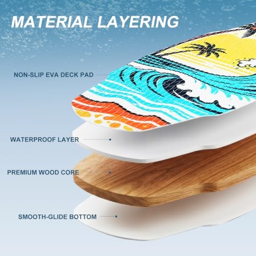 35-inch Wooden Skimboard for Beginners and Adults | Surface with EVA Non Summer