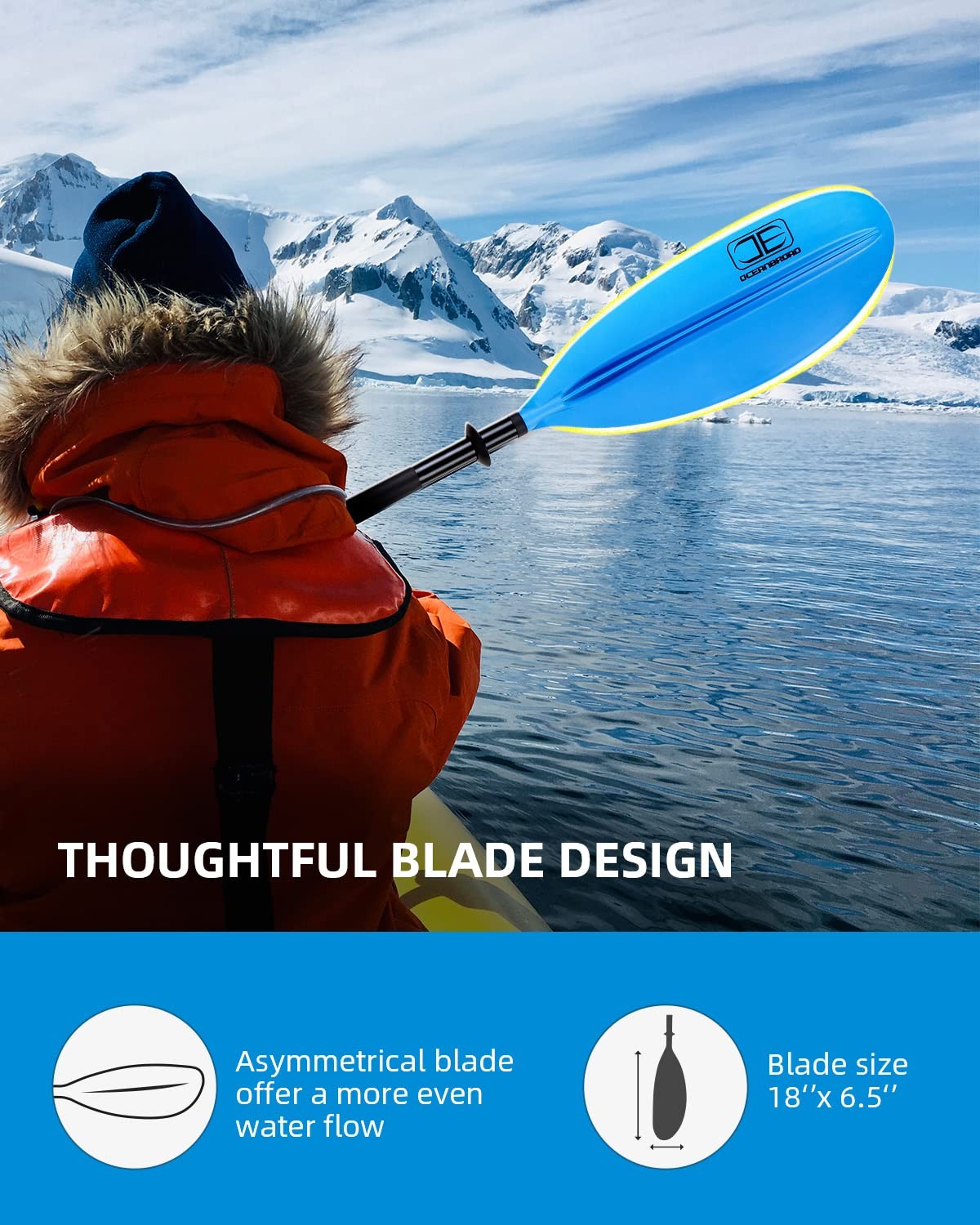 OCEANBROAD Carbon Fiber Kayak Paddle 90.5in/230cm for Adults Kayaking