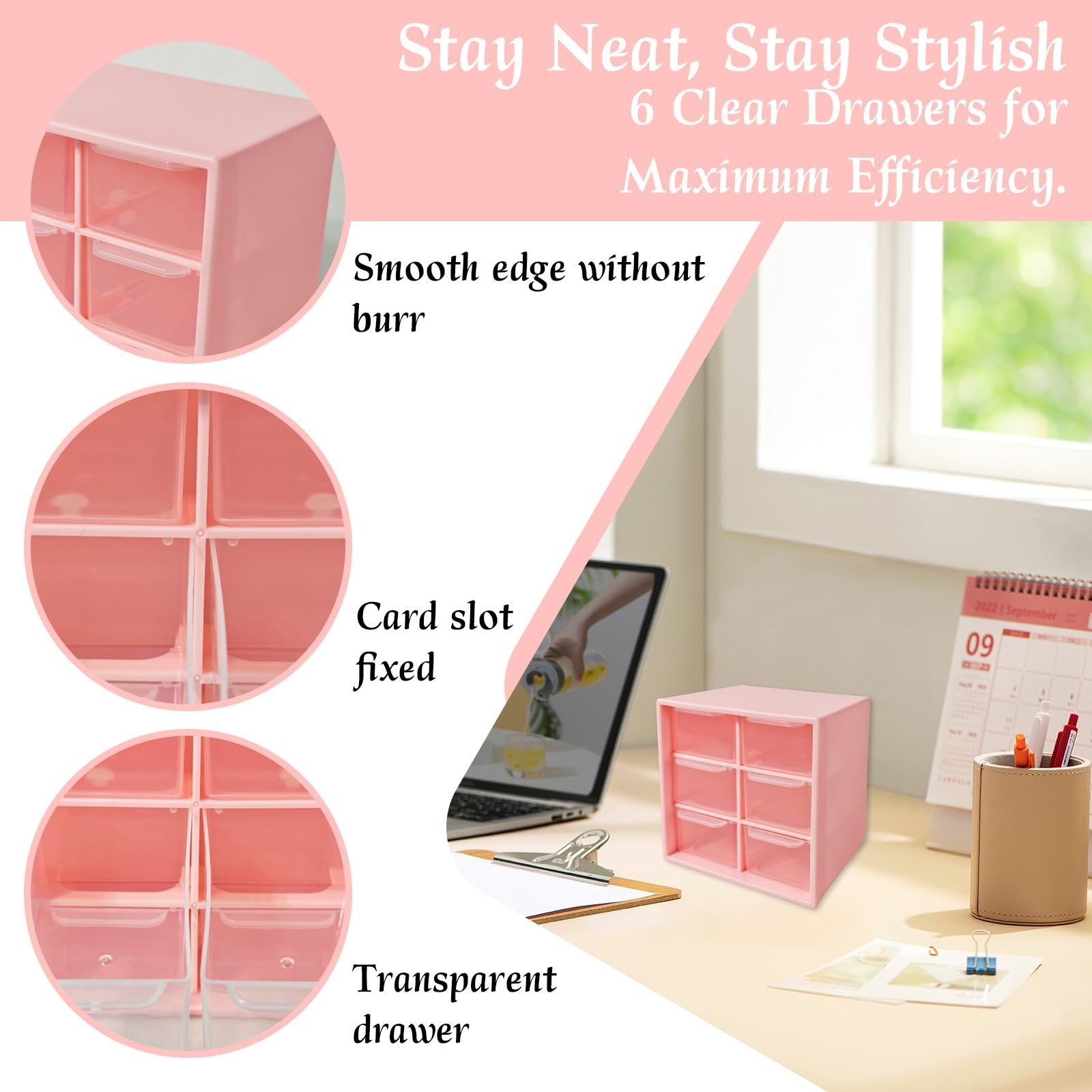 Small Drawer Organizer for Desk, 4.7″ x 4.7″ x 3.8″ Small Desktop Organizer w…
