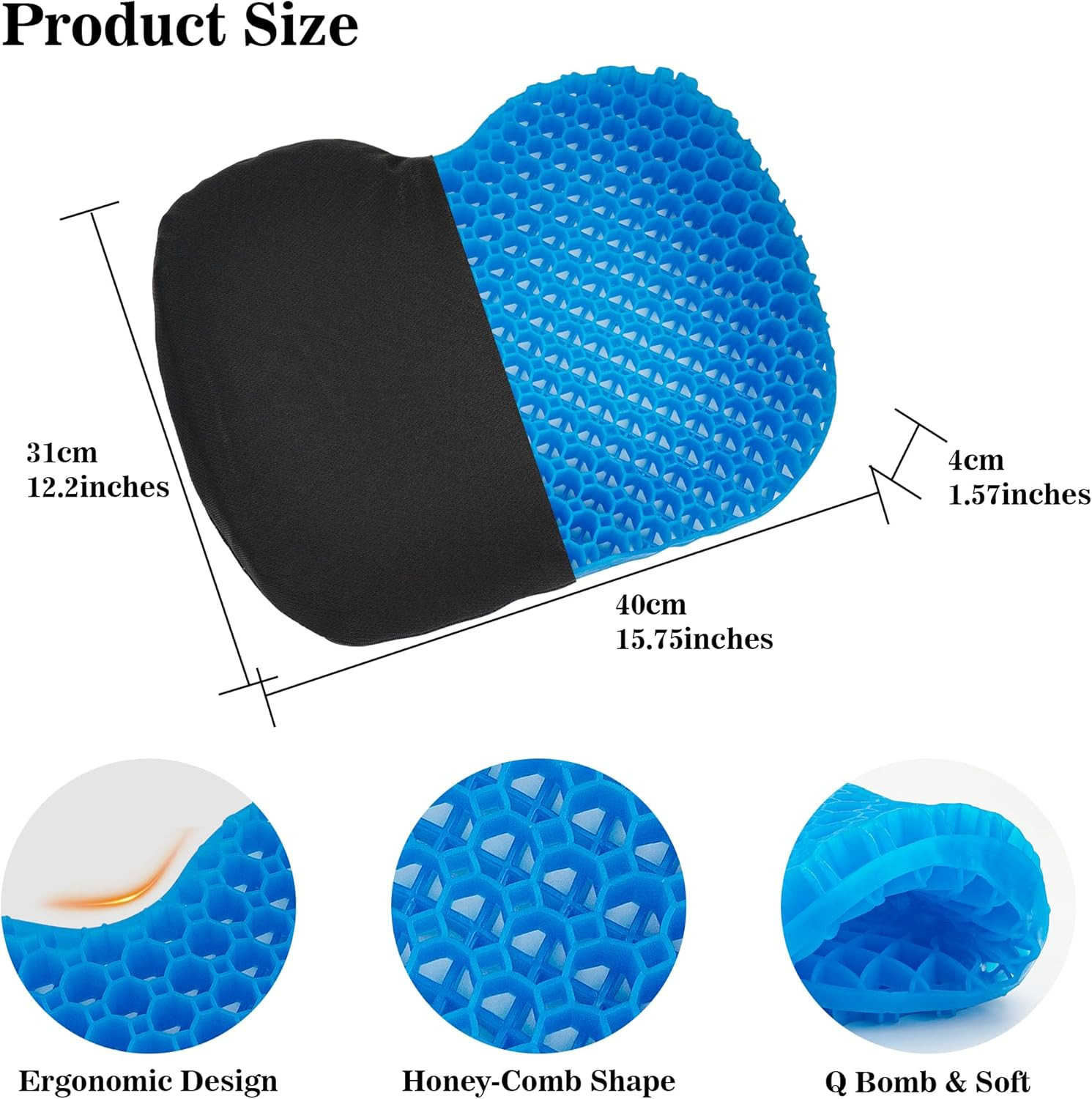 Kayak Seat Cushion, anti Slip Gel Seat Cushion for Long Sitting on Boat, Canoe,