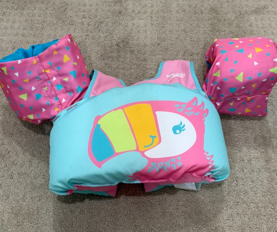 Speedo Child Swim Vest Floatation Jacket Pink Blue Toucan 33-55 lbs USCG