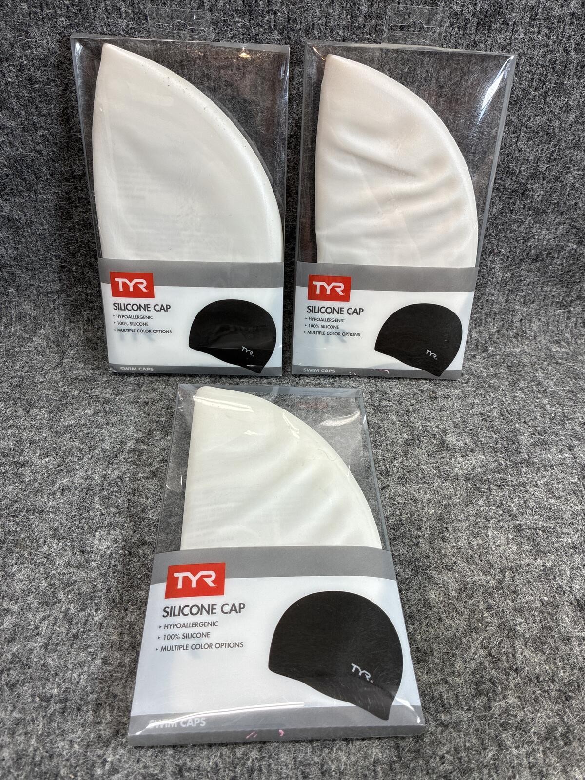 TYR Silicone Swim Cap White 100% Silicone Hypoallergenic