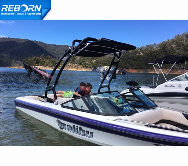 Reborn 2025V LaunchX Forward-Facing Wakeboard Tower Matt Black W/ Anodized Top