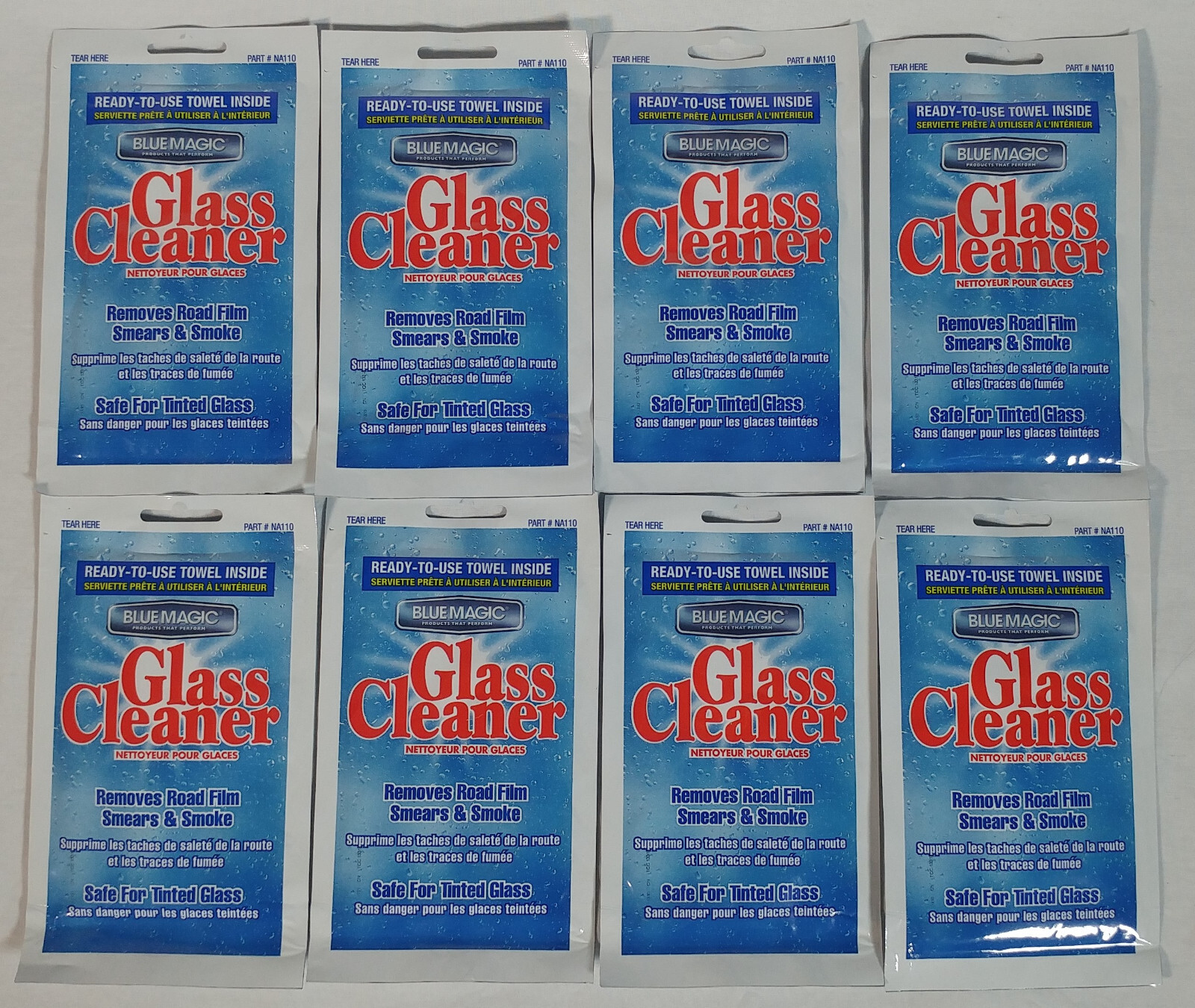 (8) NEW Packs Blue Magic Glass Cleaner Towel Removes Road Film Smears & Smoke