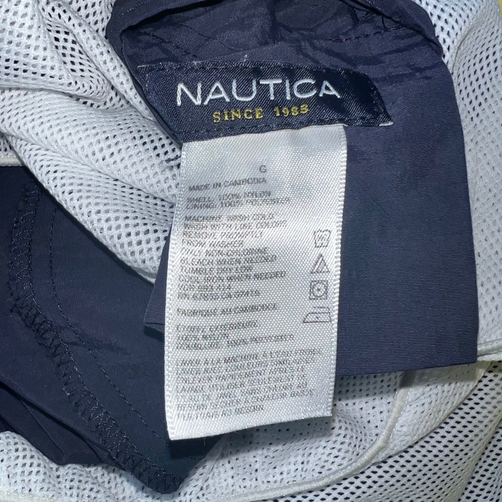 Nautica Mens Swim Trunks Black Elastic Waist Drawstring Pockets Size L