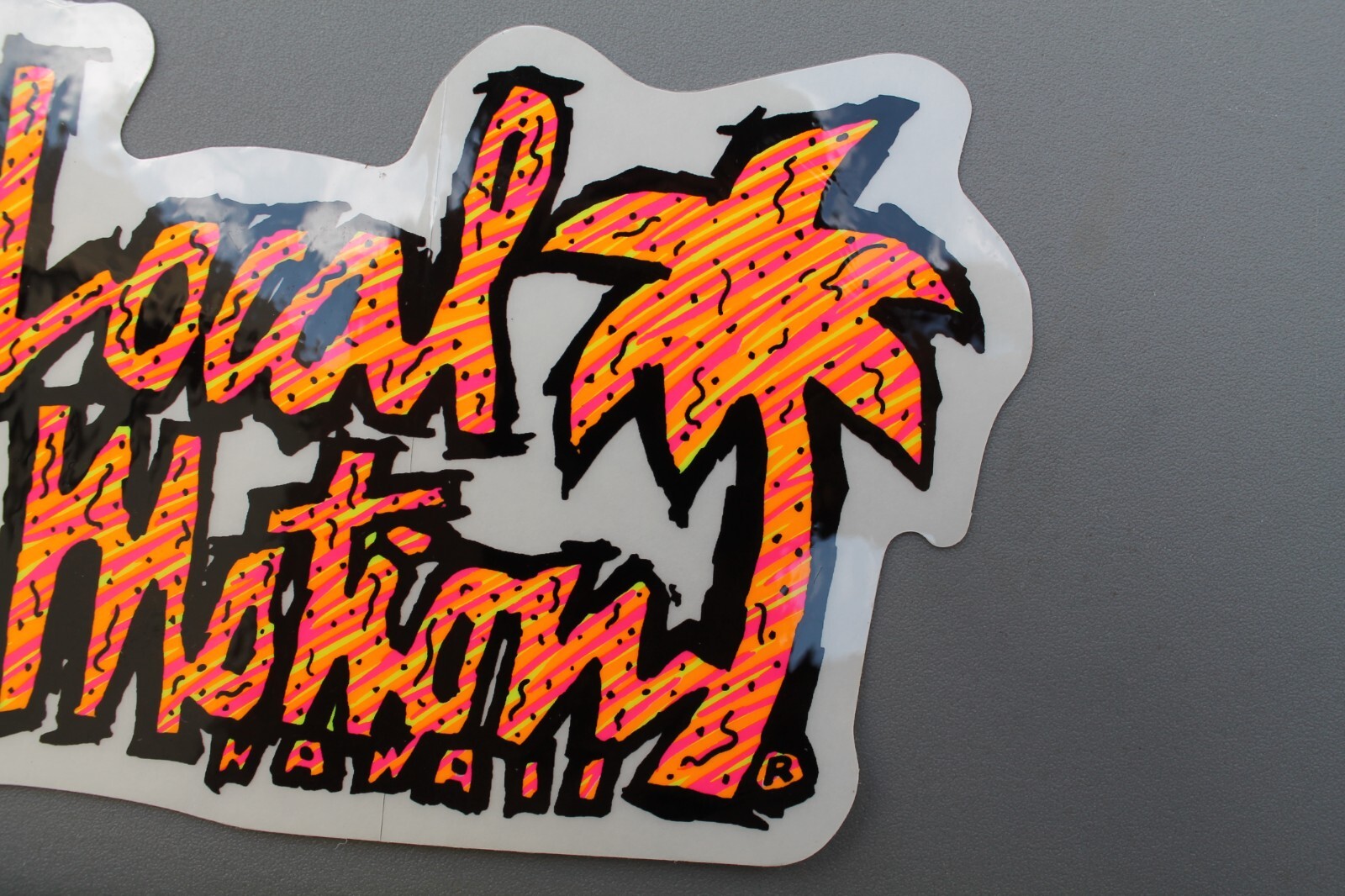 LOCAL MOTION Hawaii Clear Neon Aloha Orange OG LM2 80’s Vintage Surfing STICKER