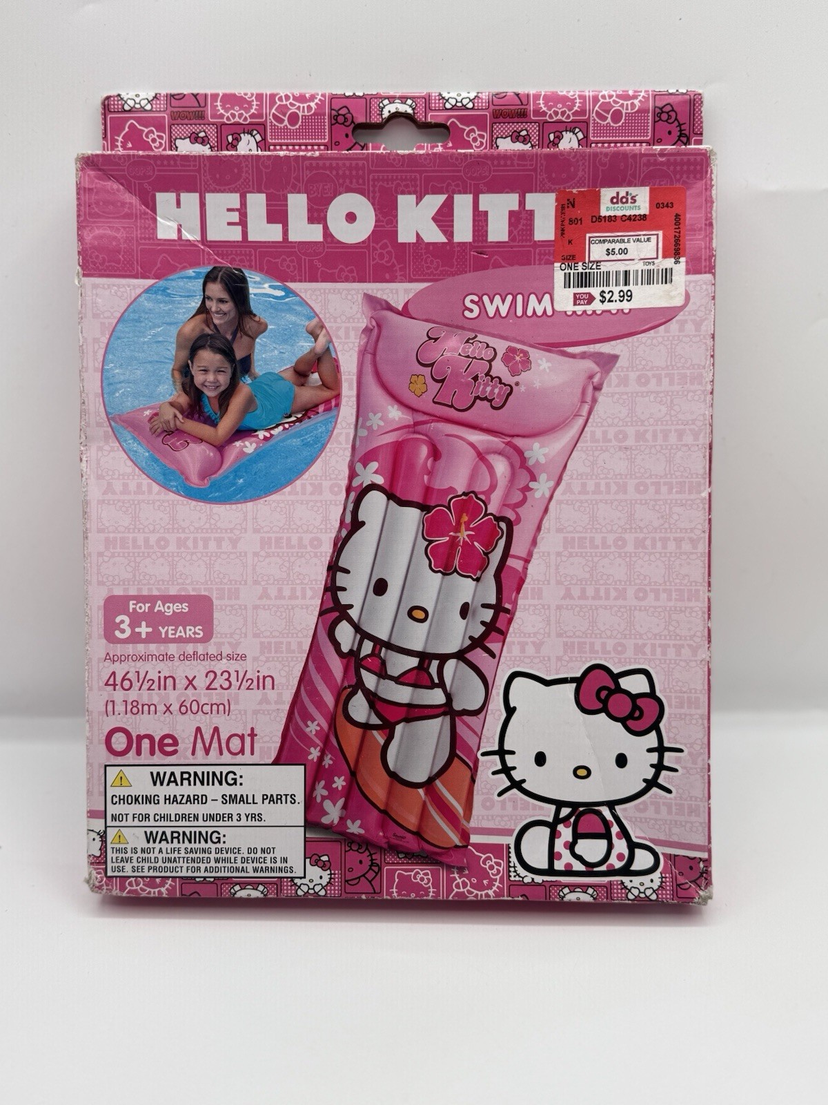 NEW Intex Hello Kitty Inflatable Swim Mat For Ages 3+ Years Lounger 46″ x 23″