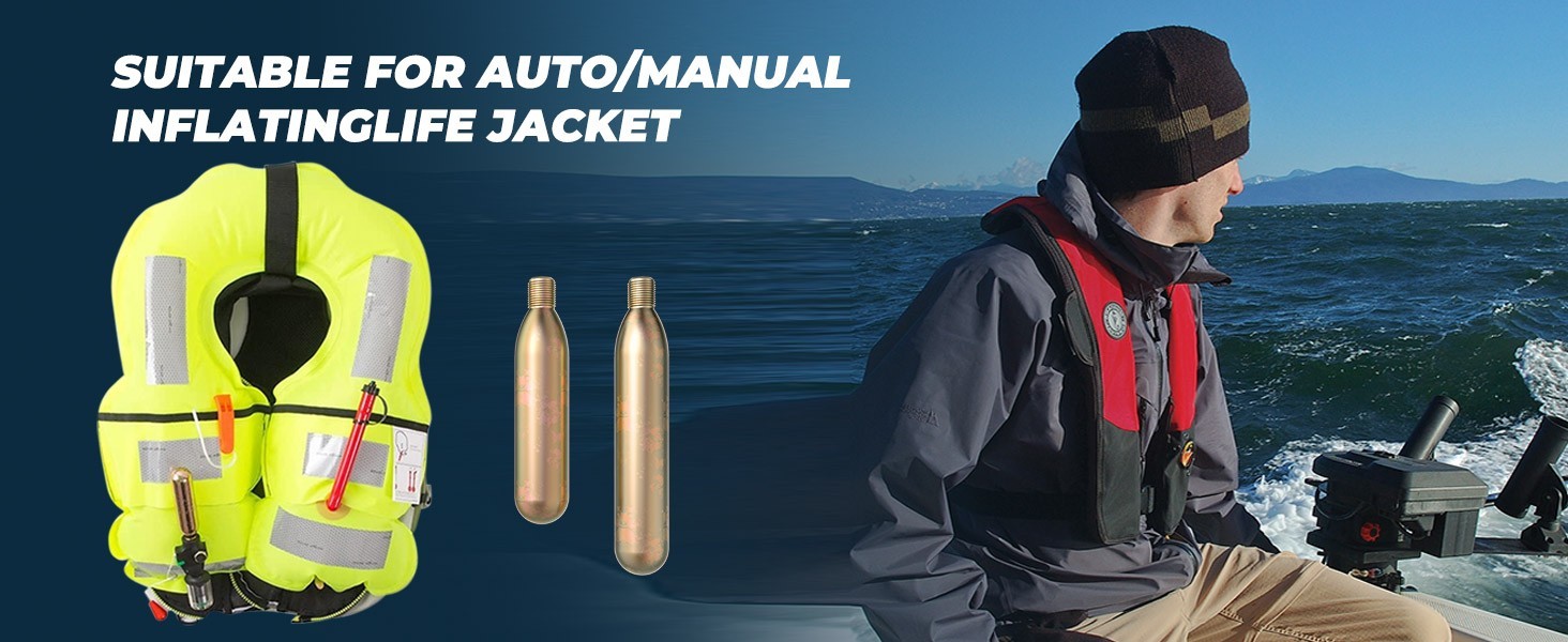 2 Pack – 24 GRAM A/M 24G Co2 Rearming Kits for PFD Inflatable Life Jacket Vest