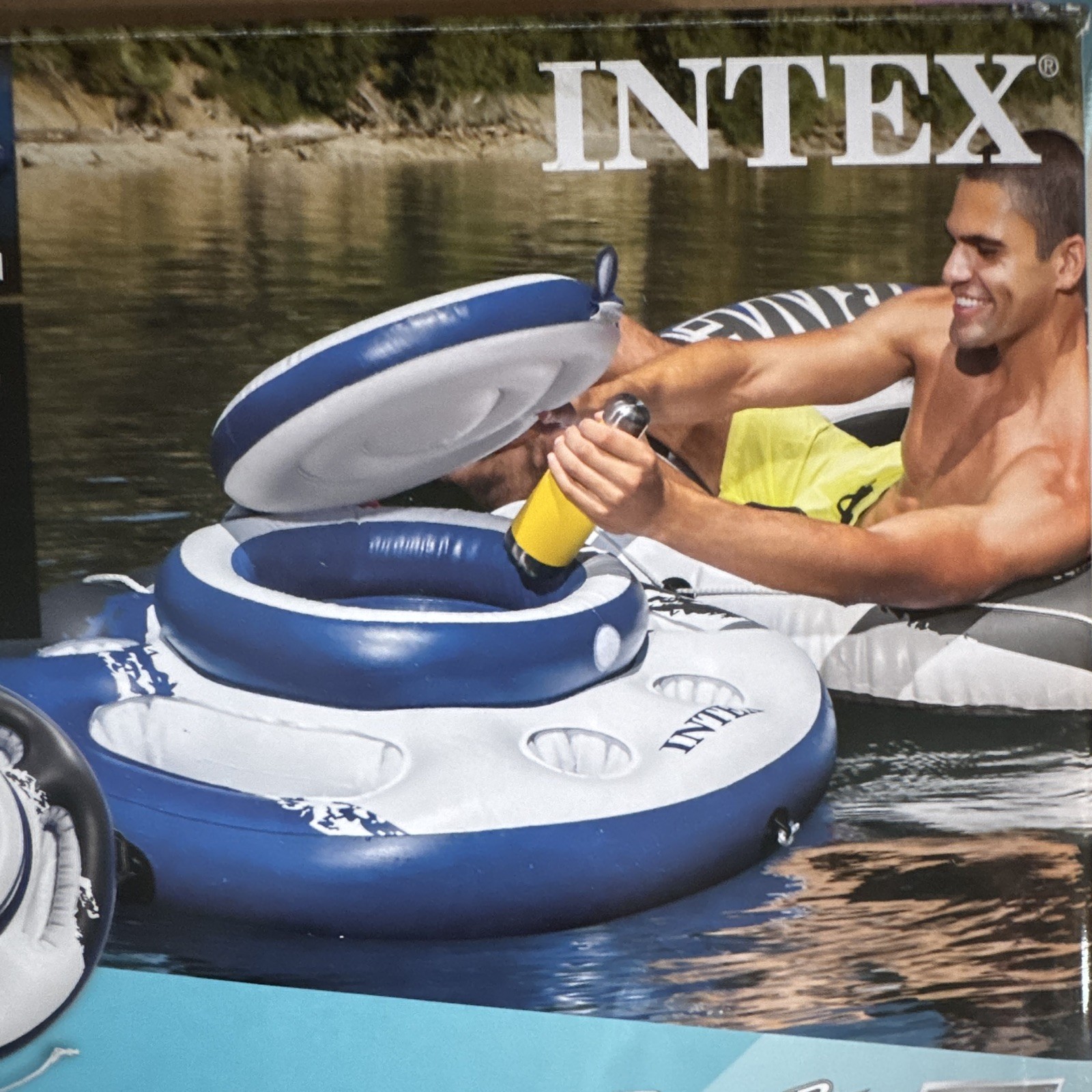 Intex Mega Chill Cooler 35in Inflatable Floating Cooler, Connect ‘N Float