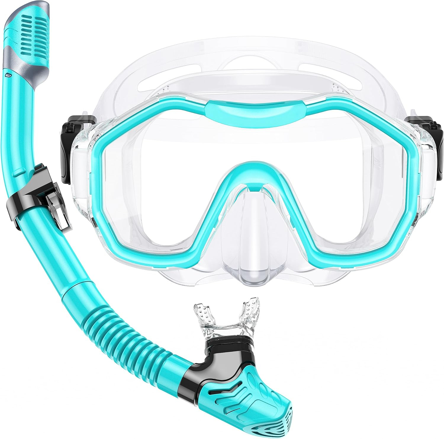 Snorkeling Gear for Adults, Dry-Top Snorkel Set, 180°Panoramic Wide View Diving