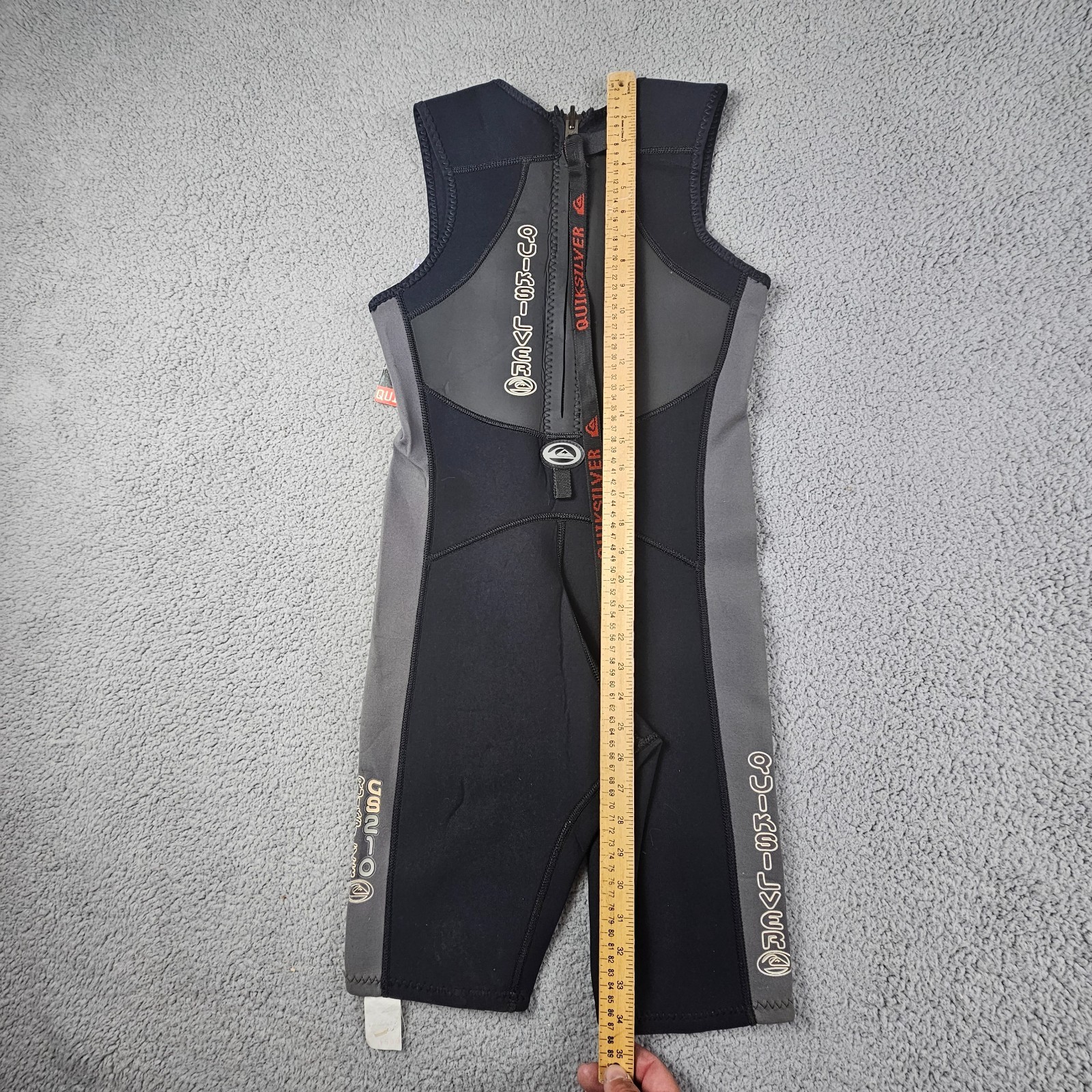 Quicksilver Wetsuit Youth XS Black Gray GS210 Back Zip Sleeveless Shorts NWT