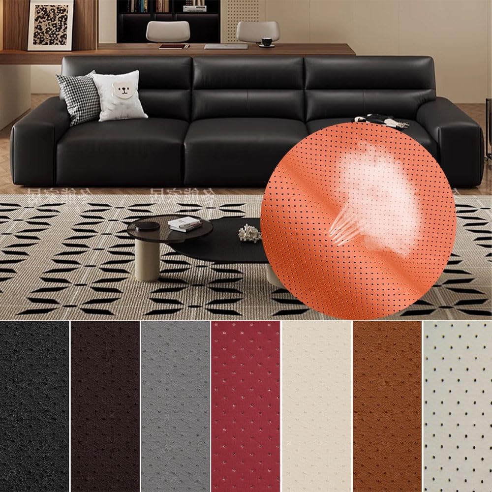 Leather Repair Patch Breathable Perforated Adhesive 17.7×78.7″, beige 2.0