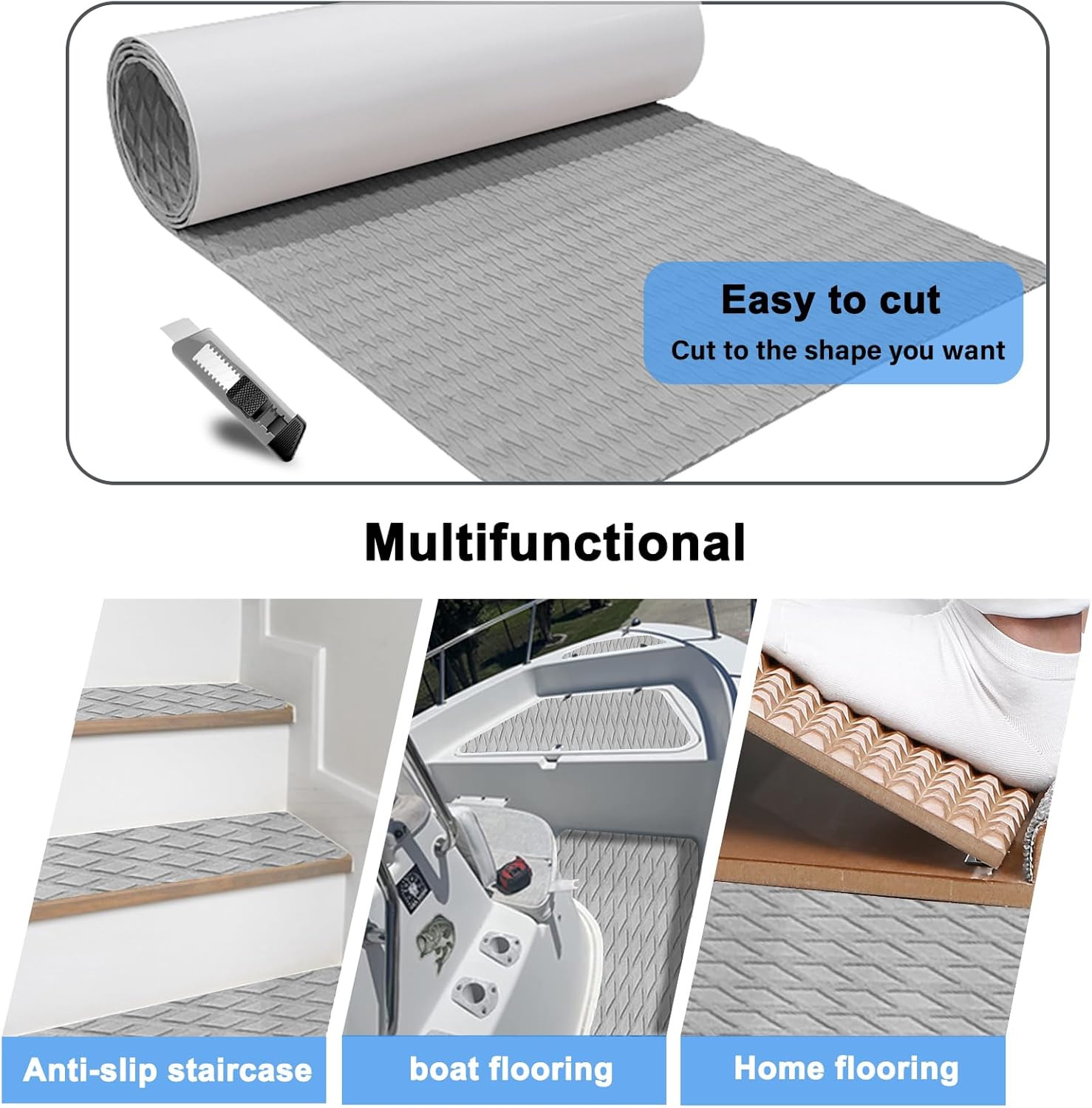 EVA Foam Boat Decking Sheet Universal DIY Surfboard Traction Pad Non-Slip Gri…